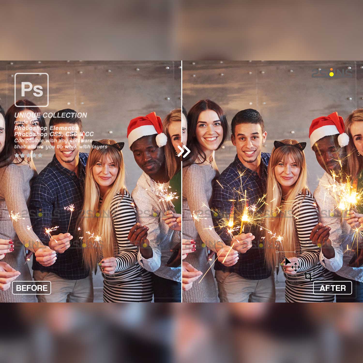 Sparkler Christmas Photoshop Overlays