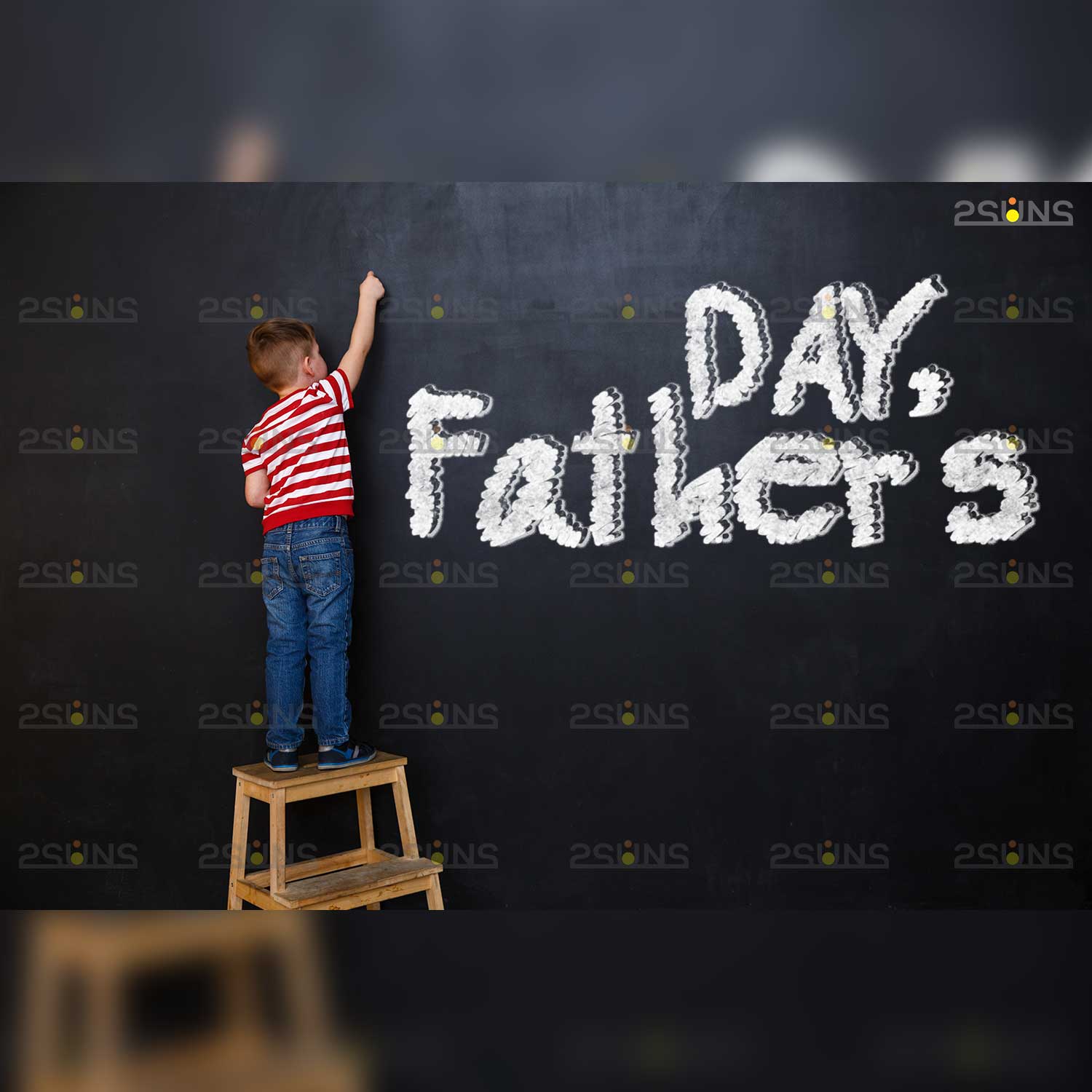 Fathers Day Sidewalk Chalkboard Art Overlay Boy writing.