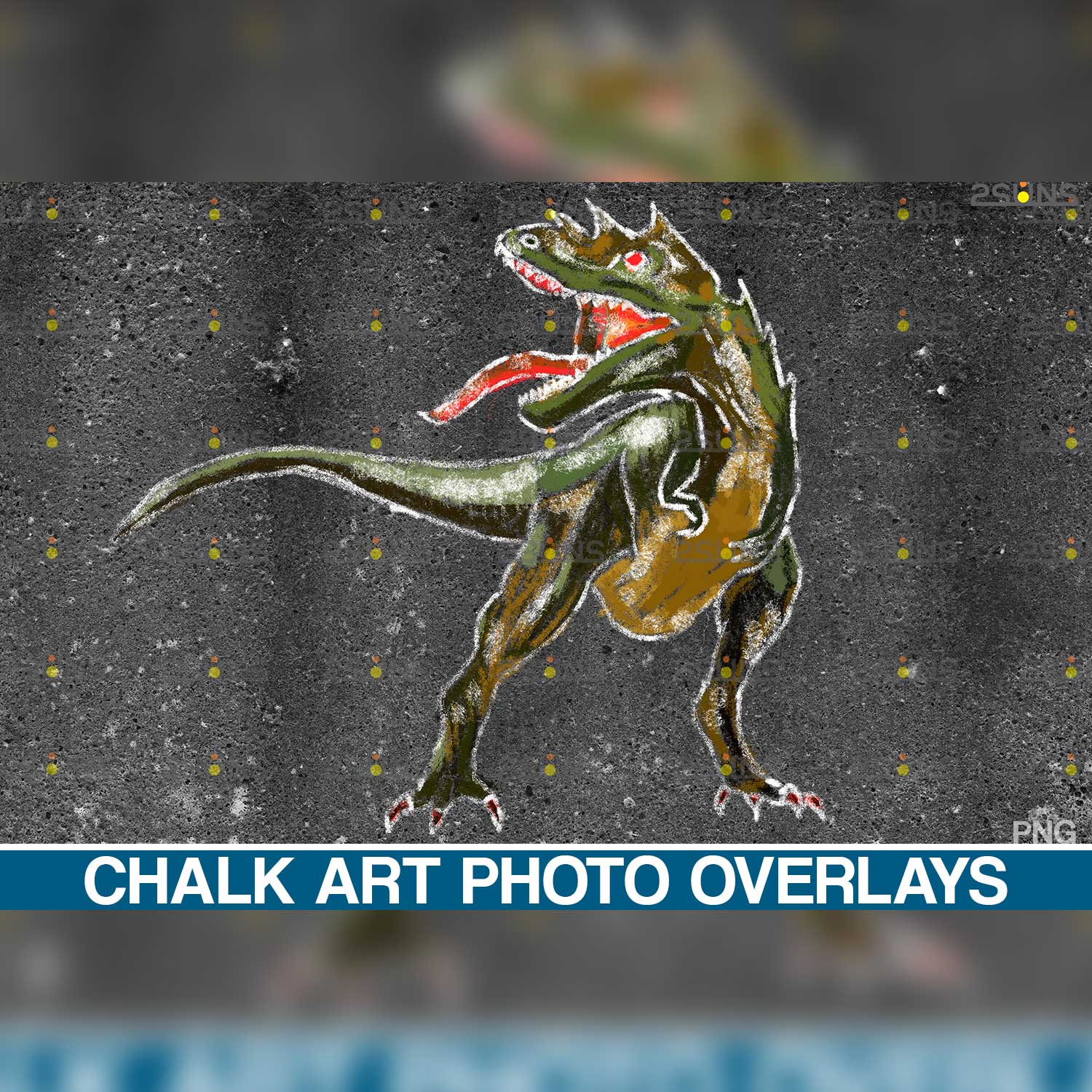 Dinosaurs Chalk Art Overlay Illustrations Trex alone.