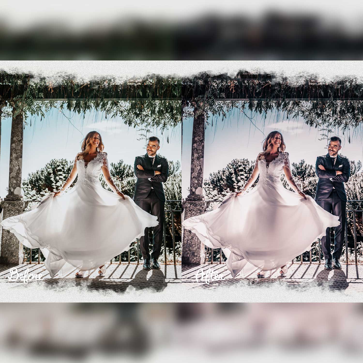 Wedding Portrait Lightroom Instagram Presets Before And After Example.