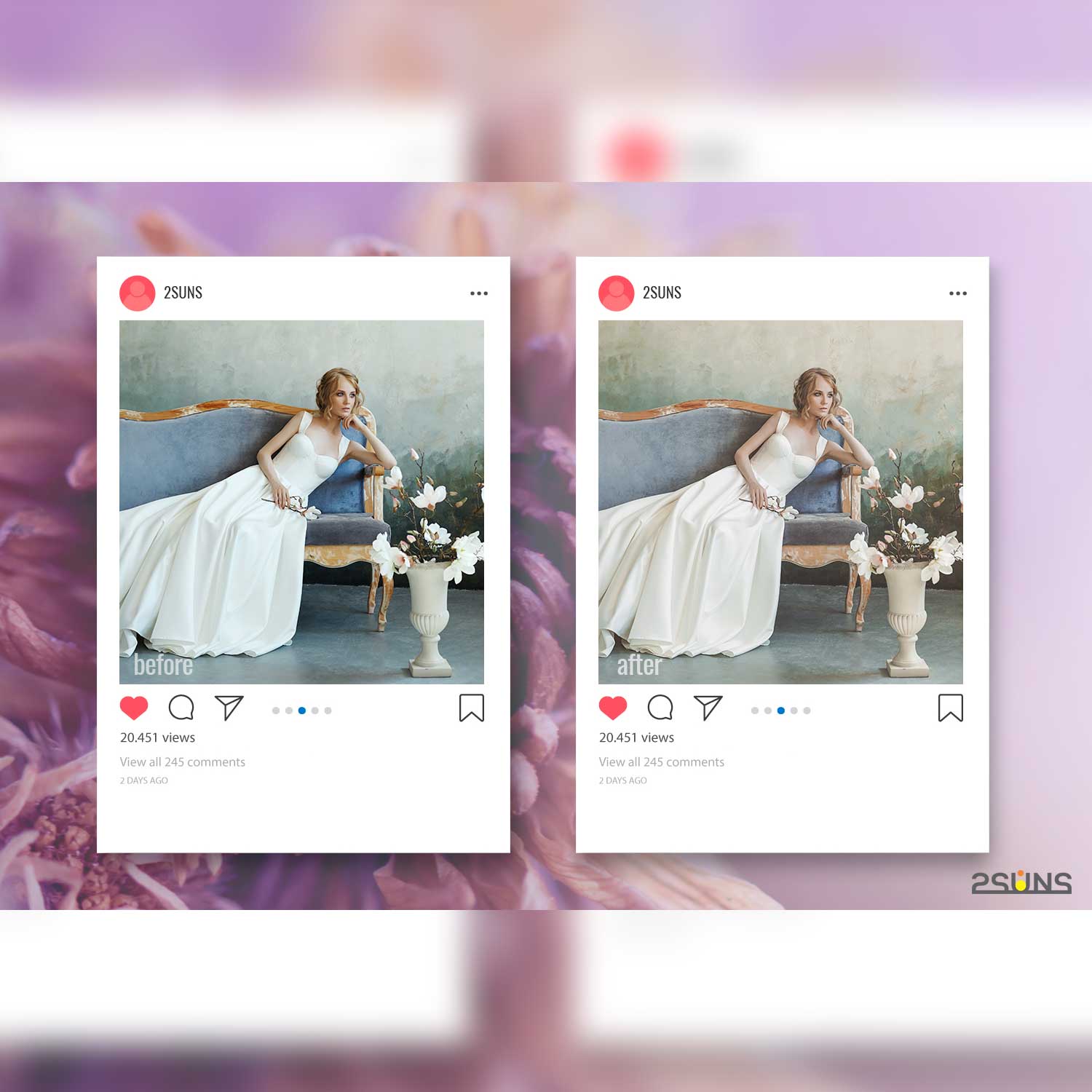 Bright Wedding Instagram Lightroom Presets Instagram Post Example.