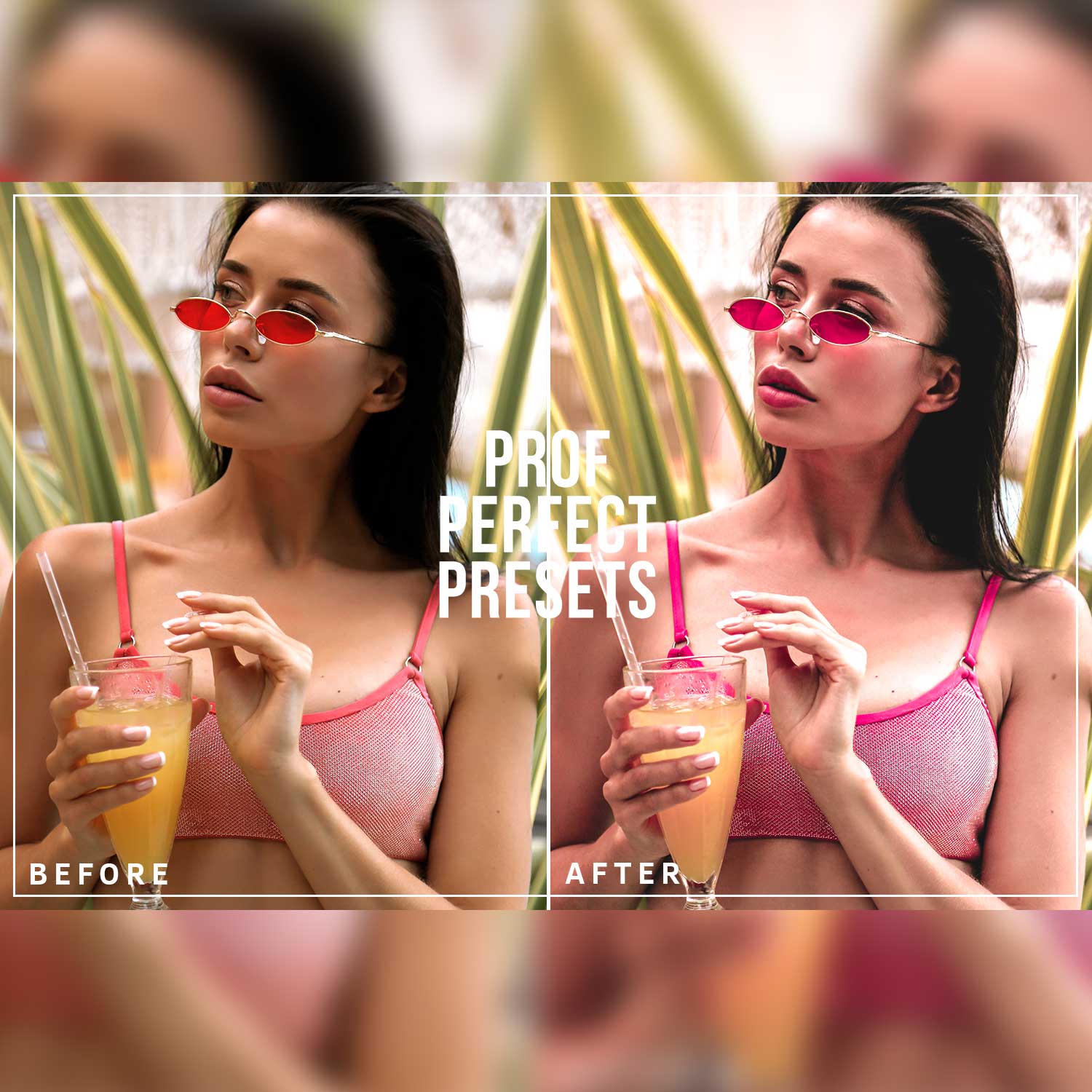 Bright Travel Instagram Portrait Lightroom Presets Girl With Cocktail Example.