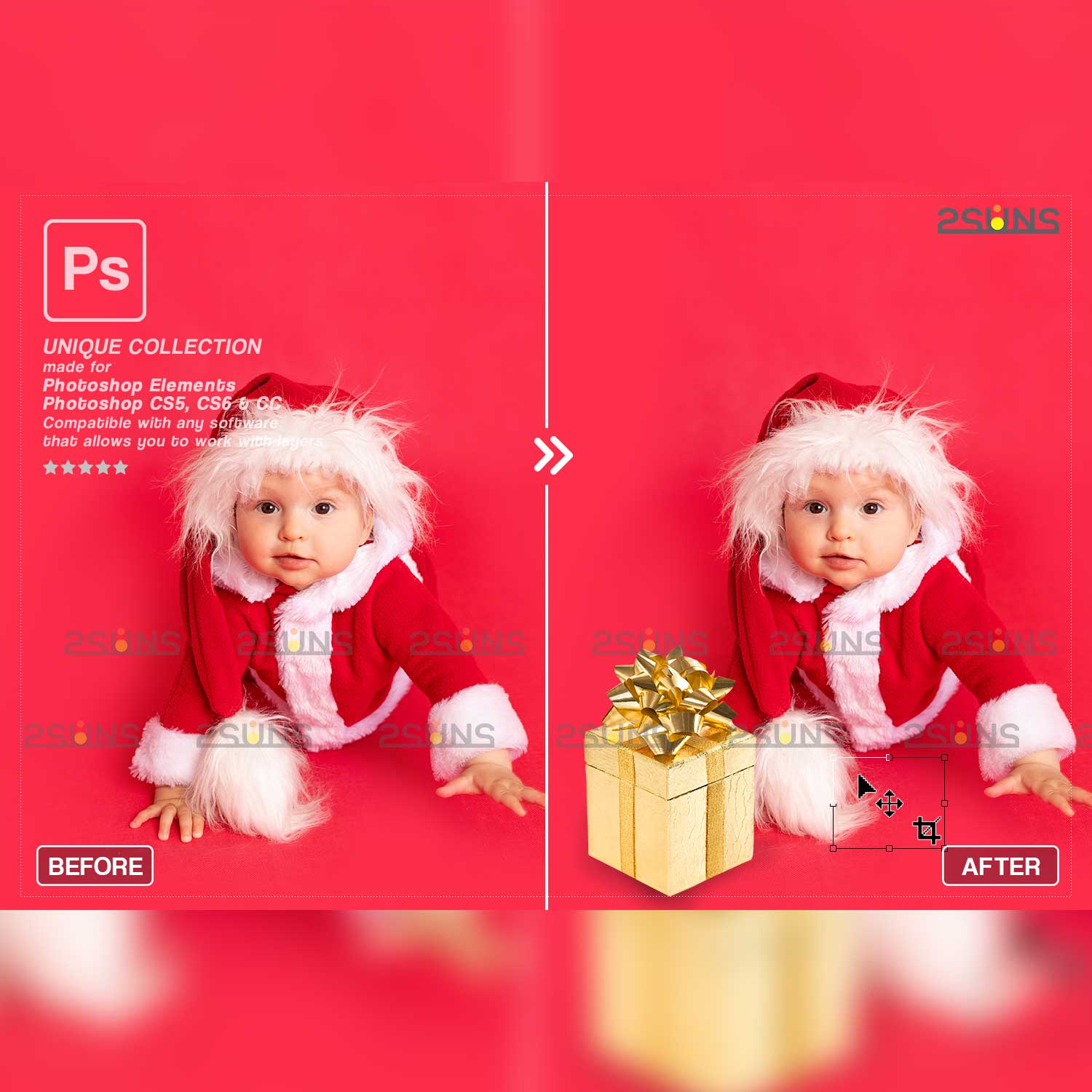 34 Christmas Glitter Photoshop overlays baby.