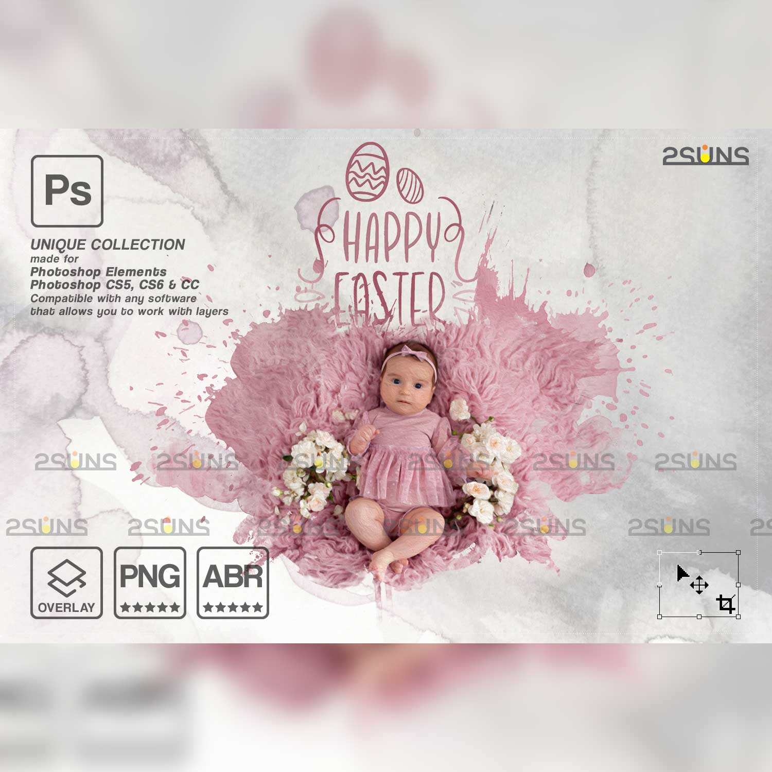 Easter Watercolor Overlay Photoshop Overlay Pink Style.