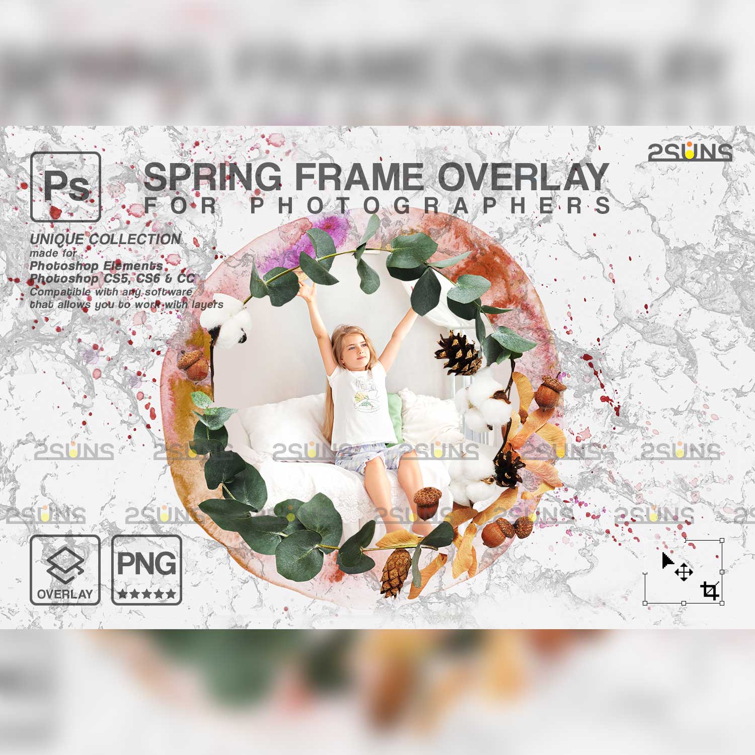 Easter Spring Flower Digital Frames Overlay Preview.