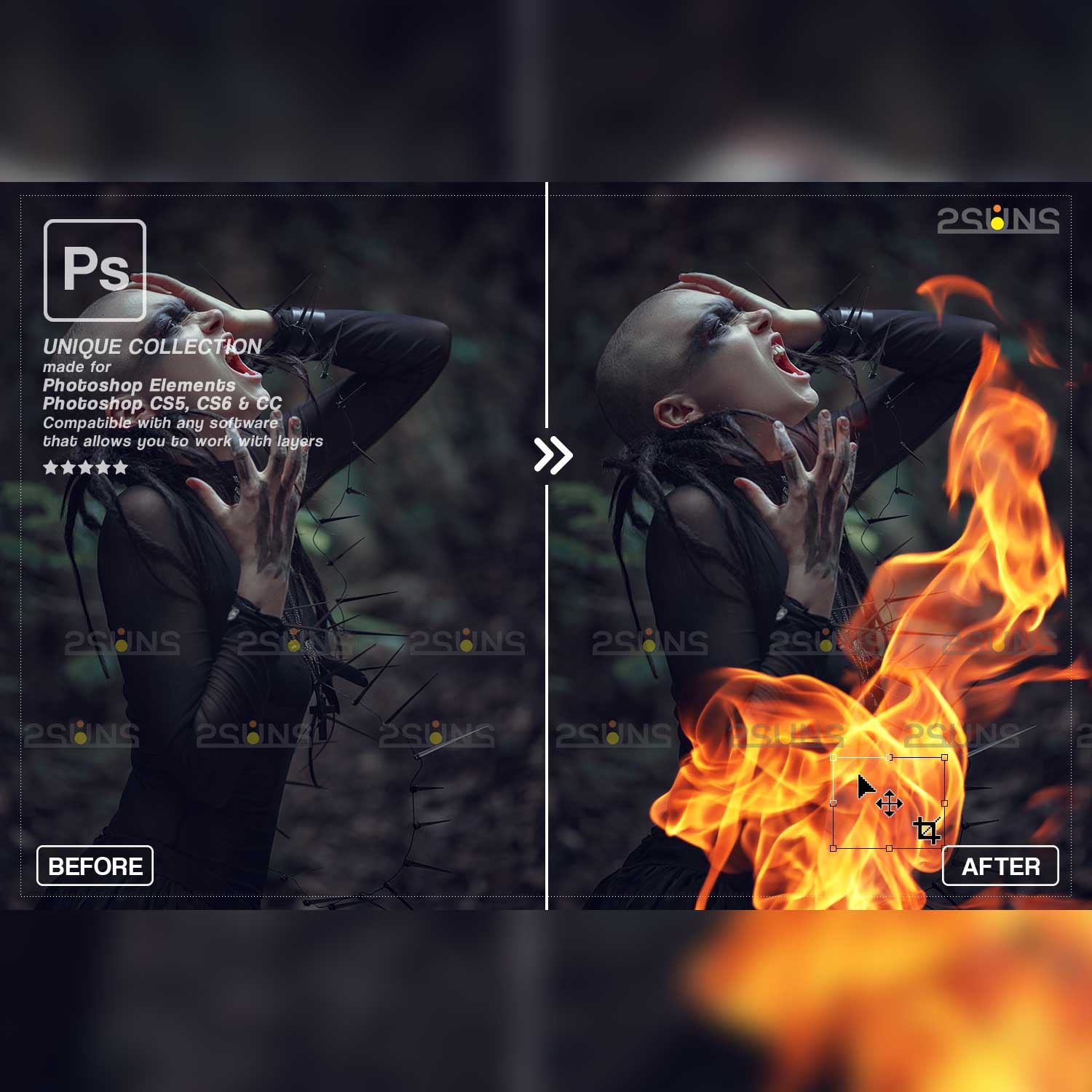 Photoshop Fire Overlays cover image.