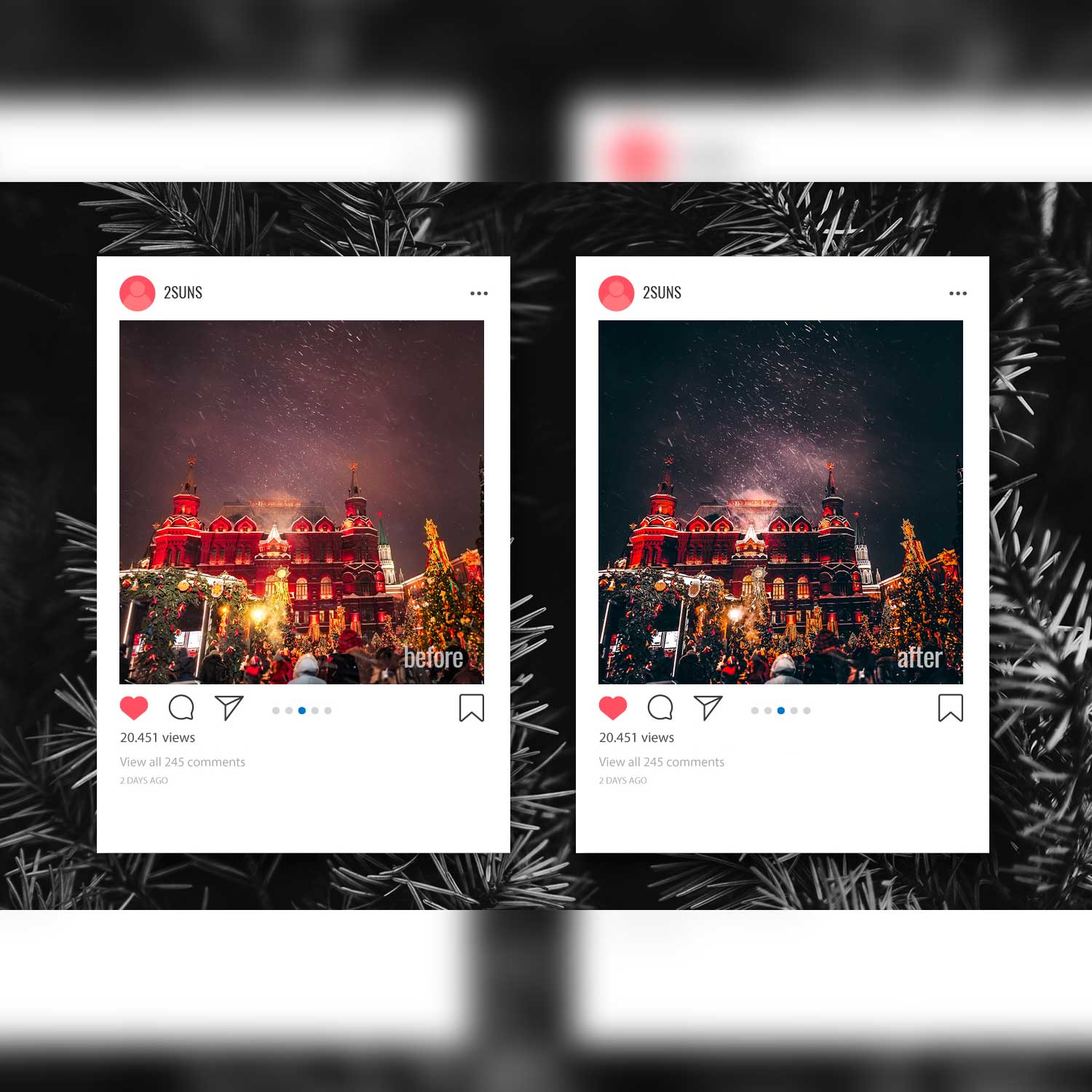 Bright Winter Christmas Lightroom Presets Instagram Page Example.