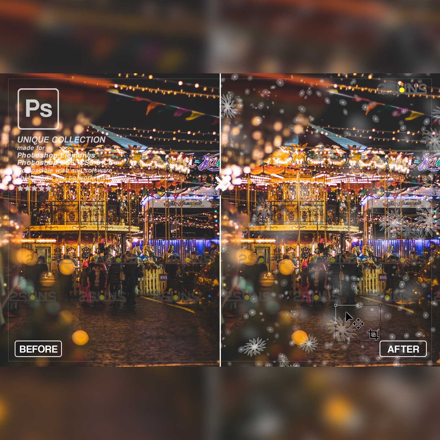 Christmas Light Photoshop Overlays examples.