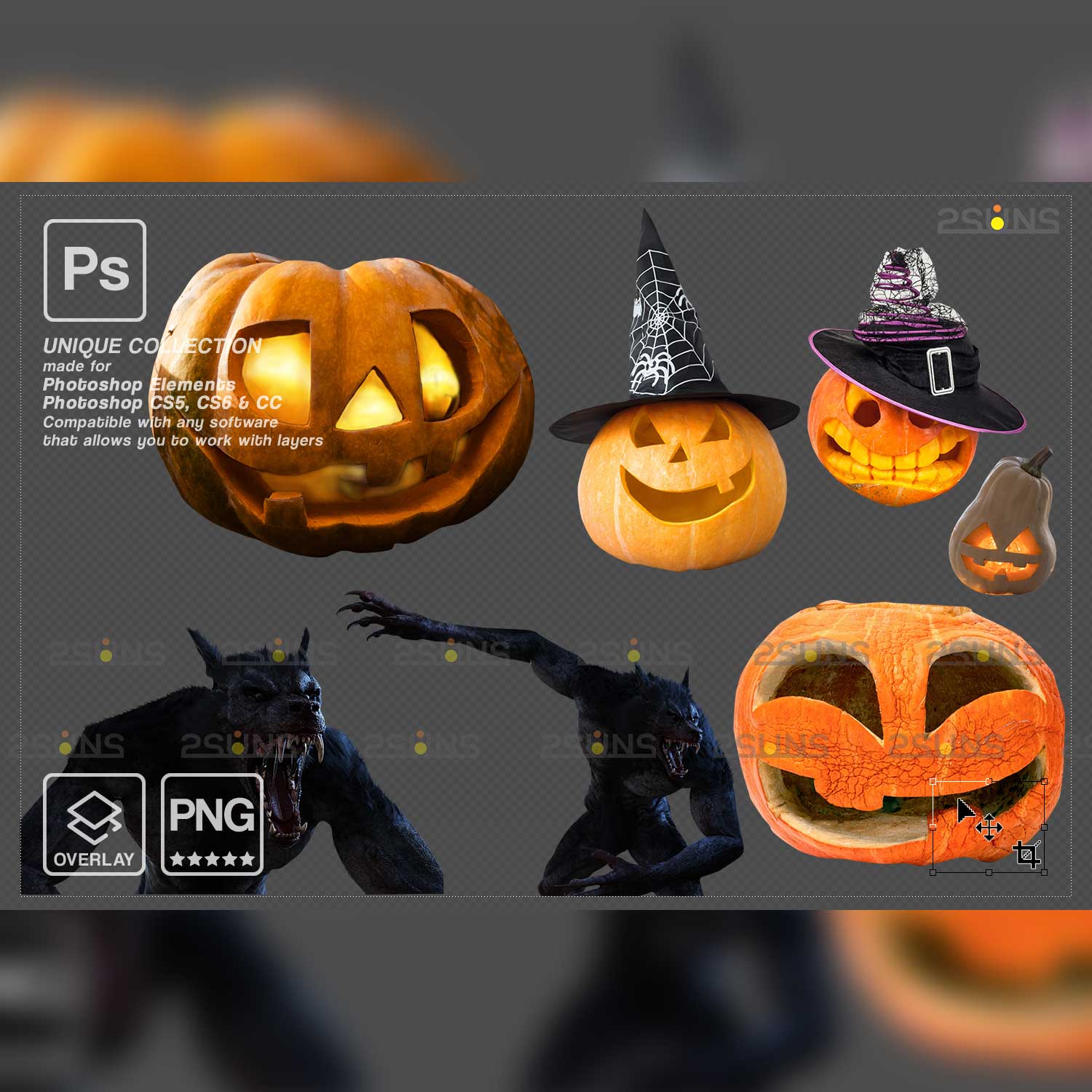 26 Halloween Photoshop Fire Overlays pumpkin.