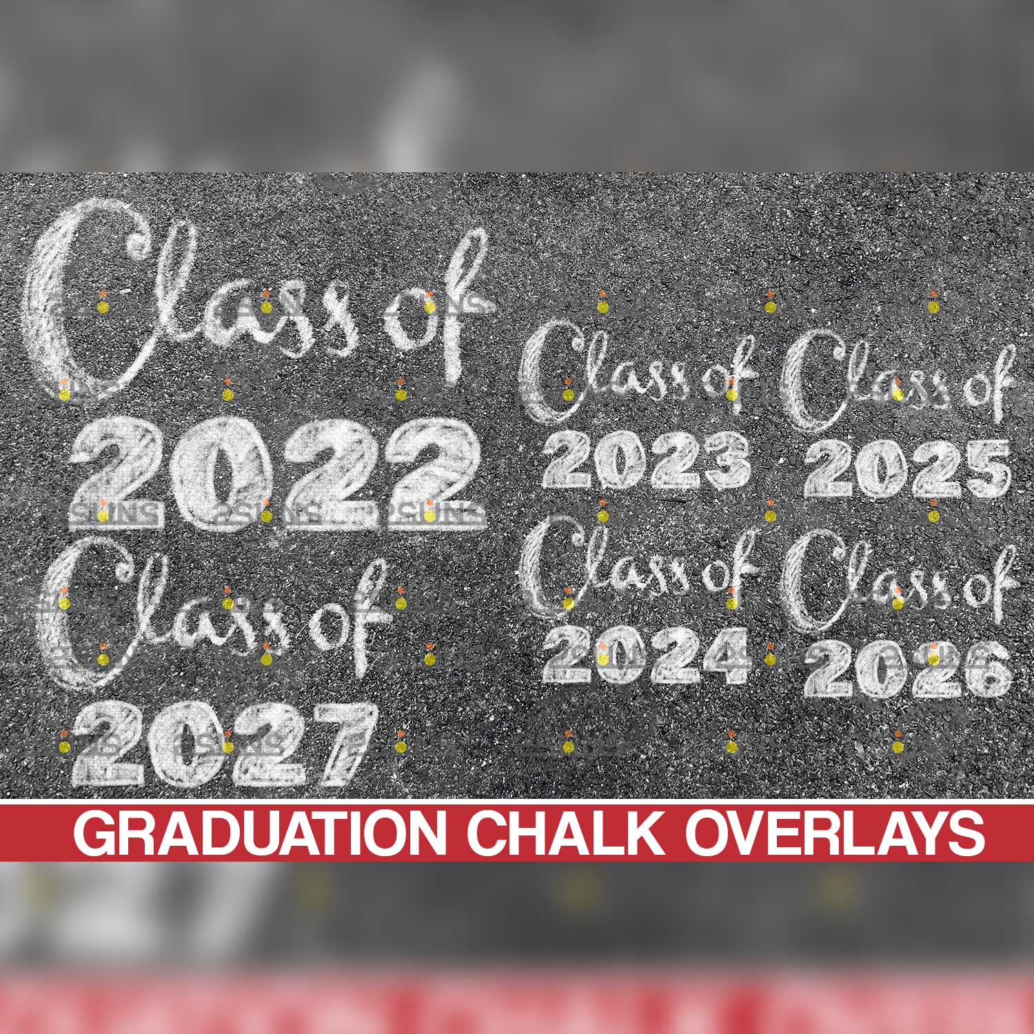 Graduation Sidewalk Chalk Art Overlays Text example.