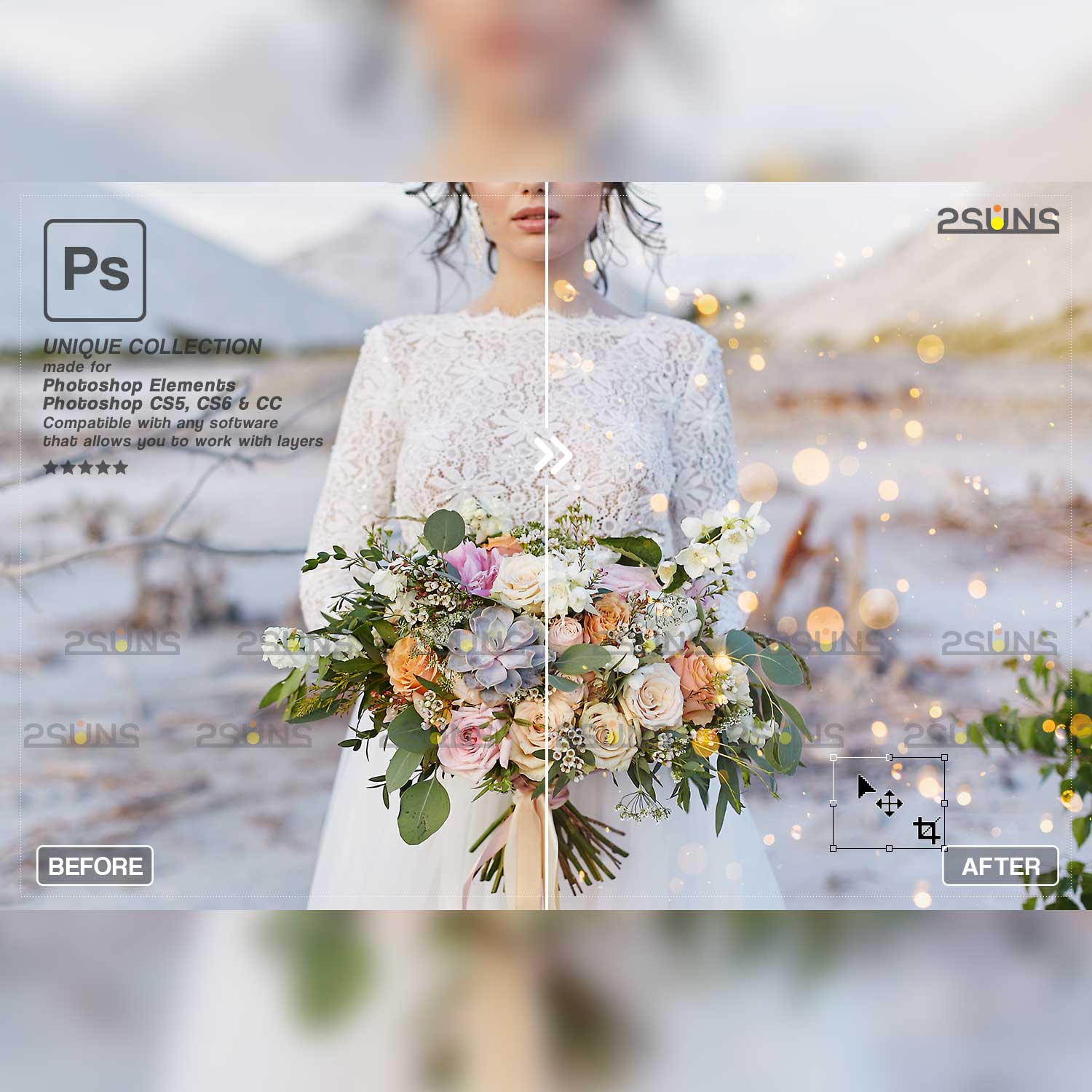 Bokeh Light Photoshop overlays Girl with flowers.