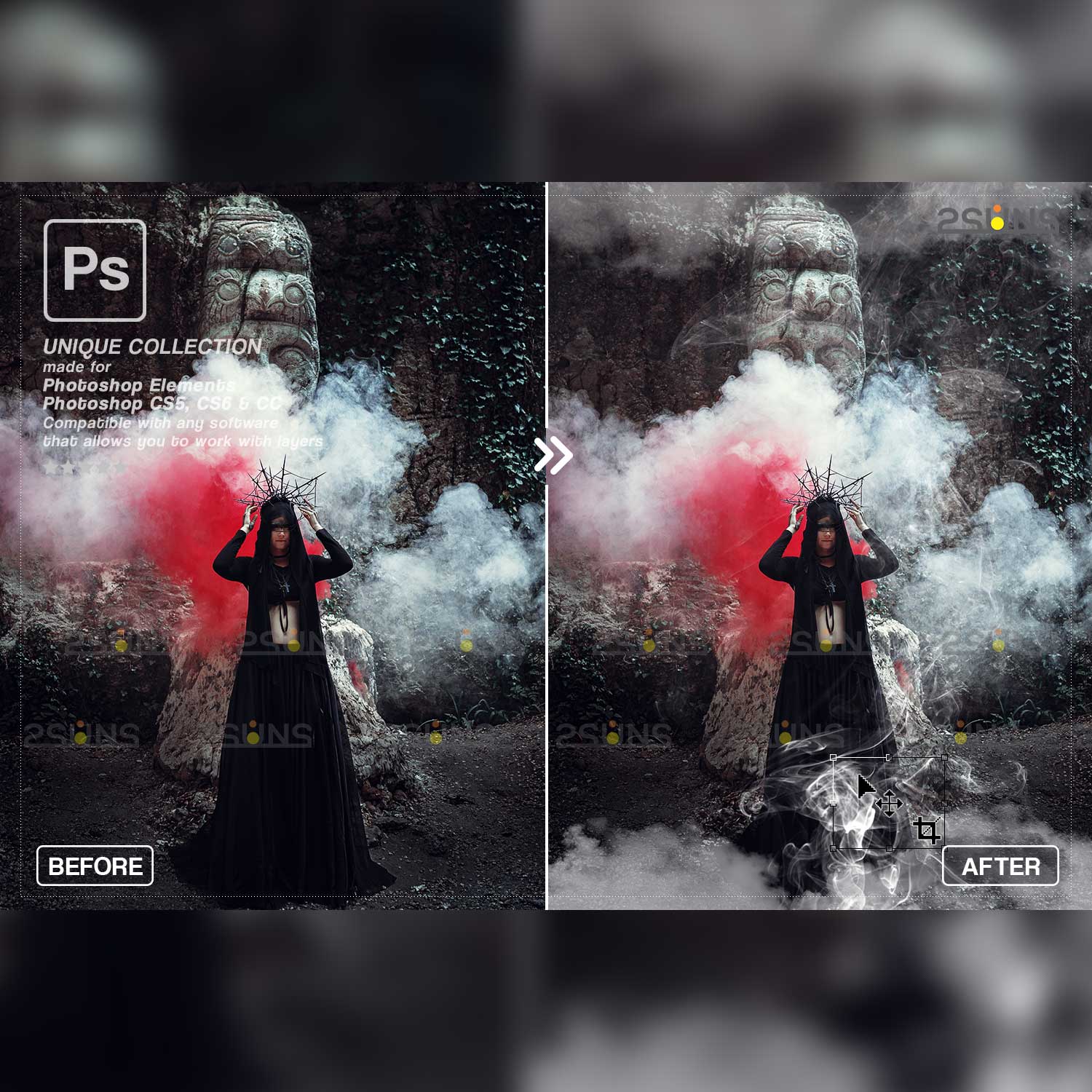 Smoke Backgrounds Photoshop Overlay Colorful Smoke Example.