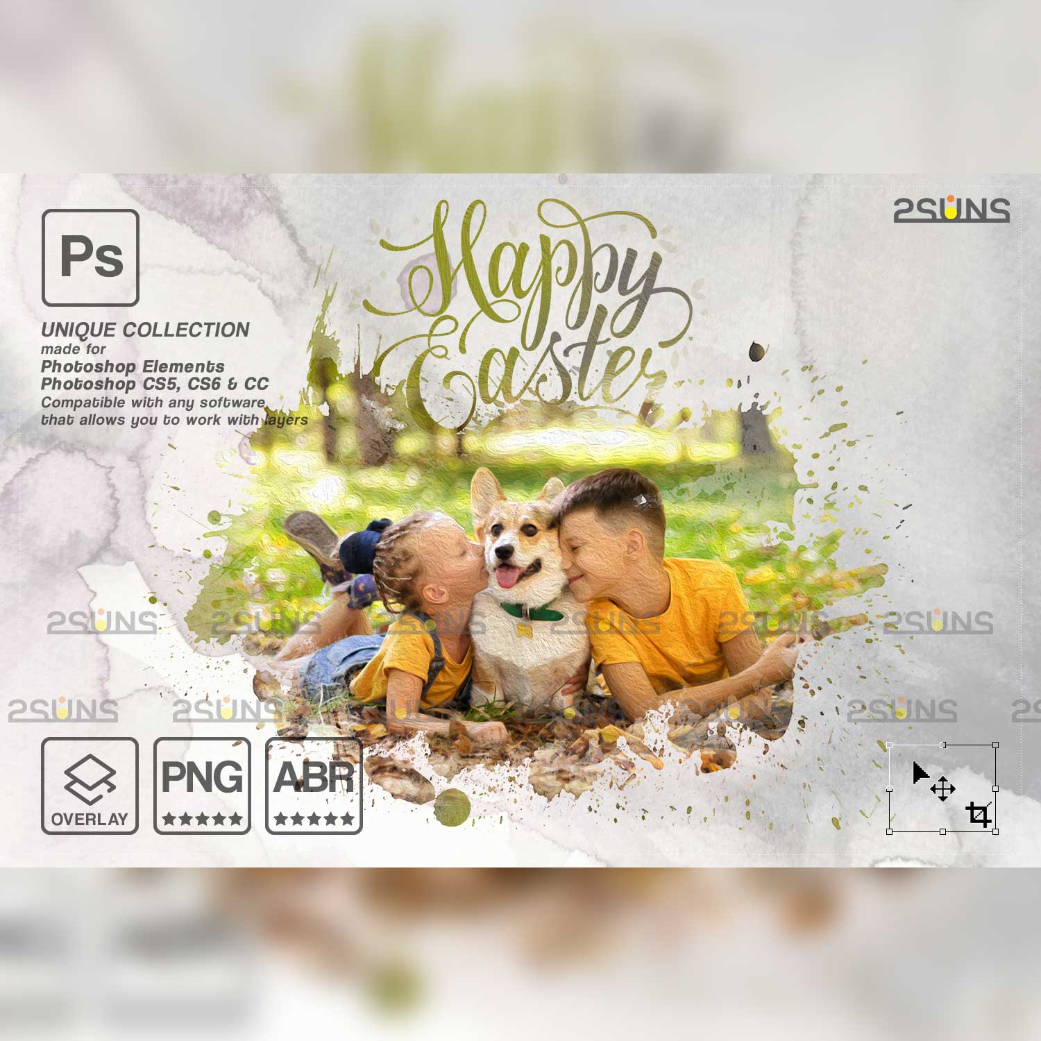 Easter Watercolor Overlay Photoshop Overlay Boy With Dog.