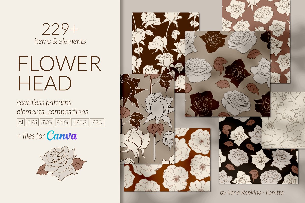 Cover image of Flowerhead patterns collection.