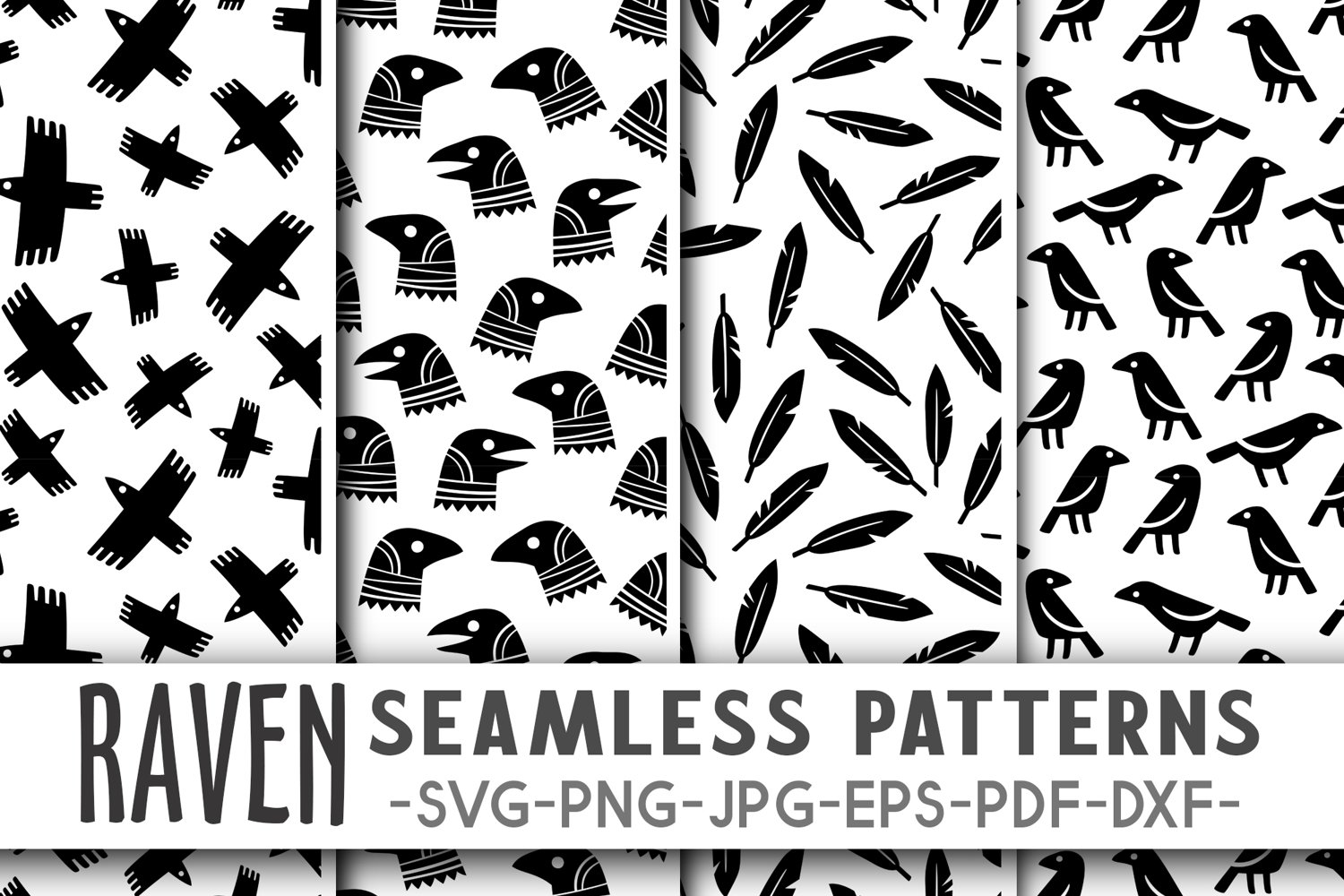 Cover image of Raven Pattern SVG Bundle.