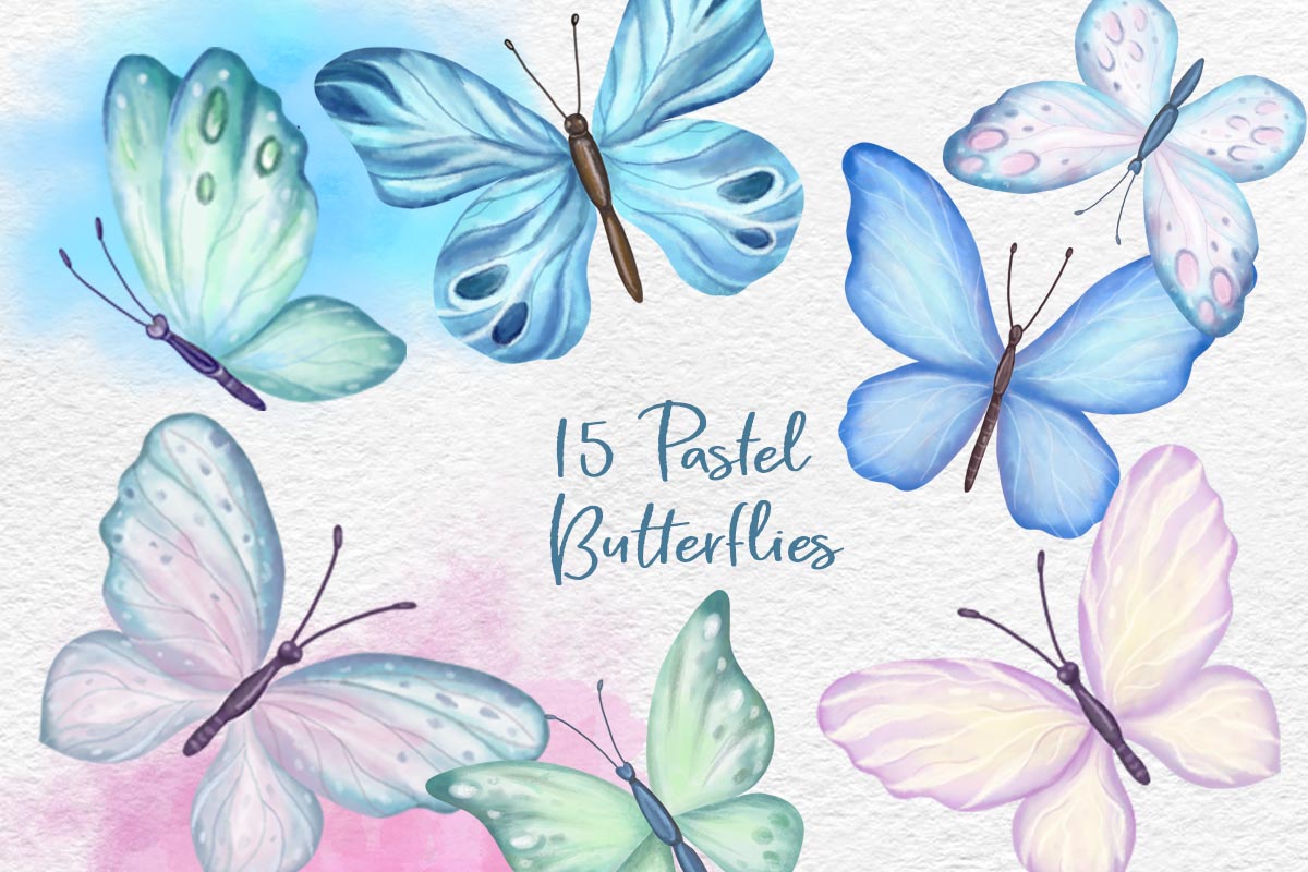 Pastel Butterflies Clipart