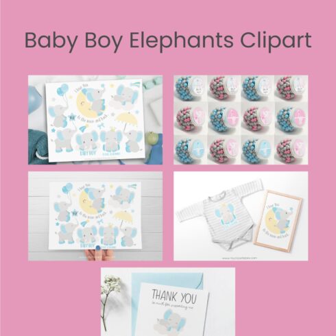 Baby boy elephants clipart - main image preview.