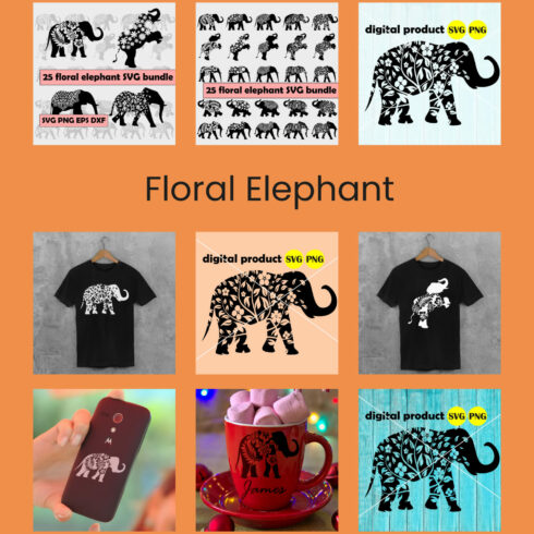 Floral elephant - main image preview.