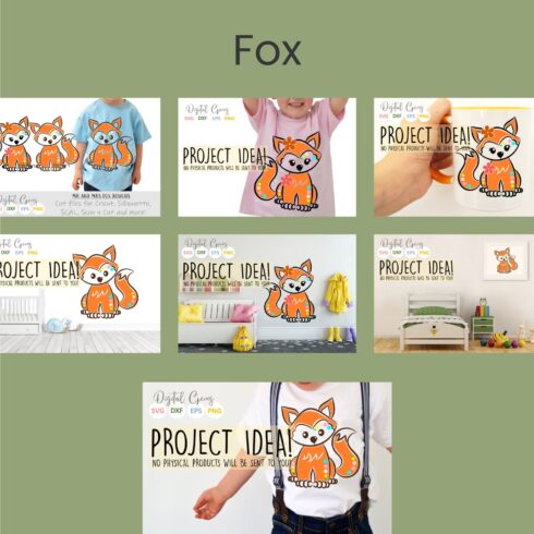 Collage of photos of a fox t - shirt.