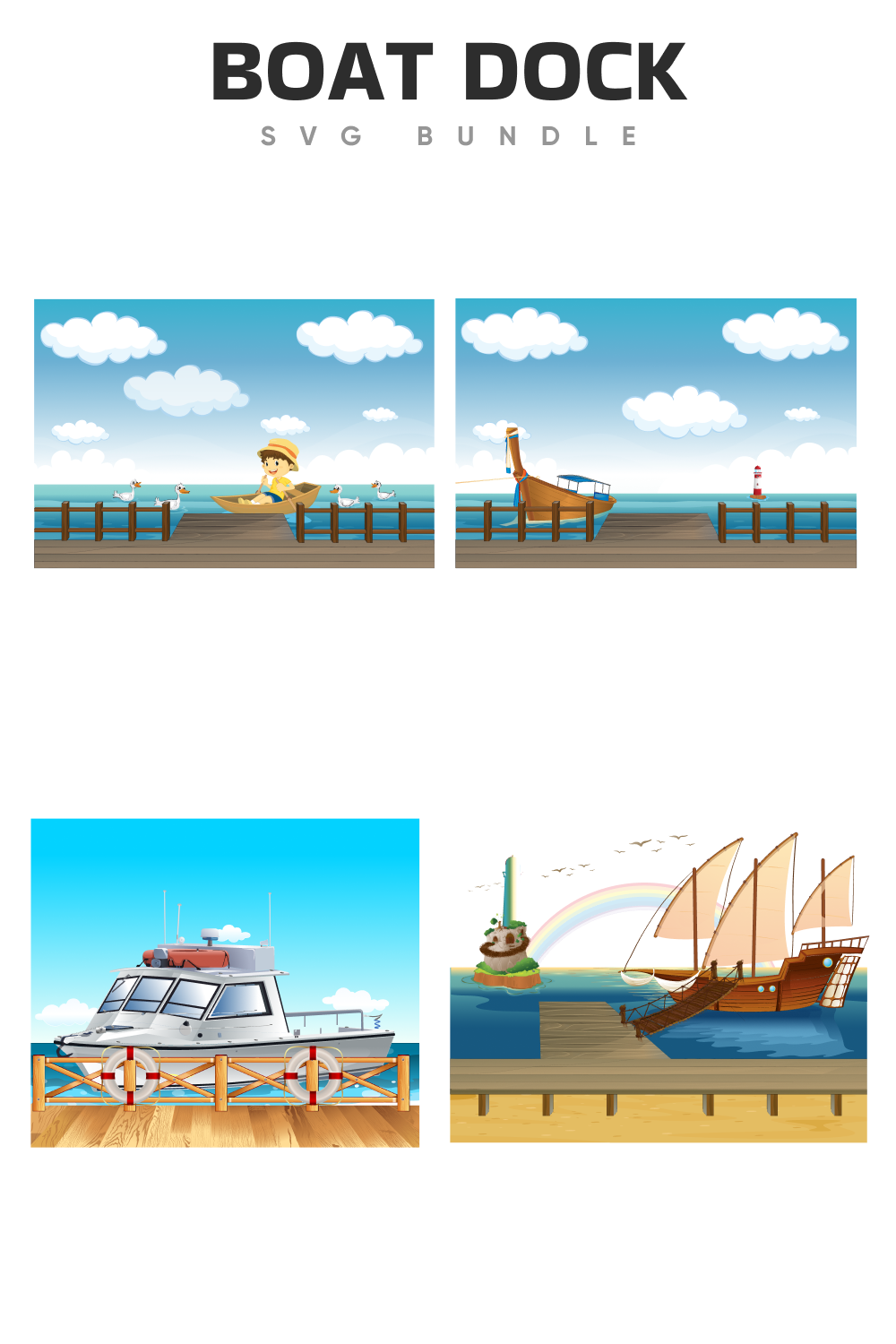 Four bright options of the boat docks.