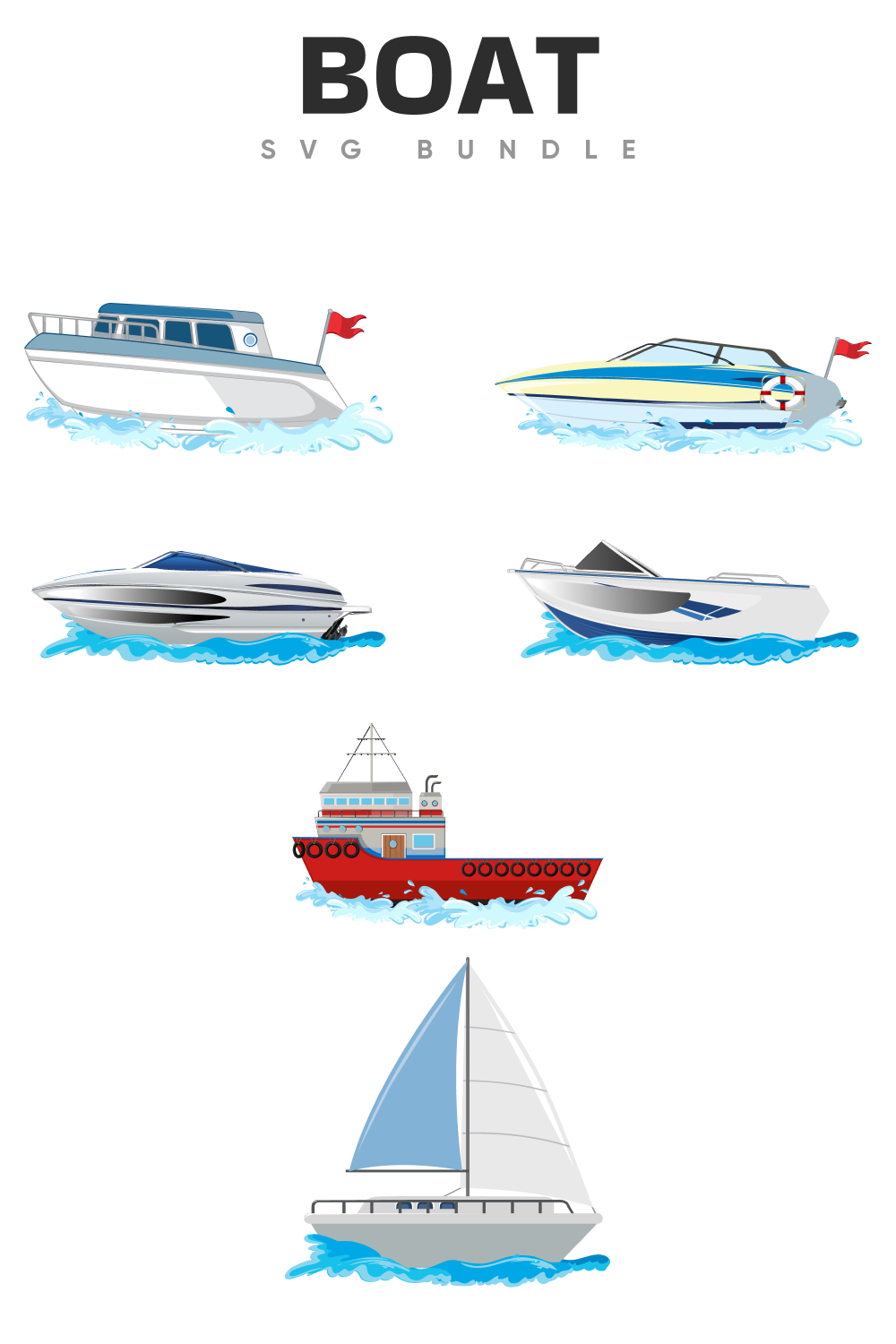Diverse light boats in the different sizes.
