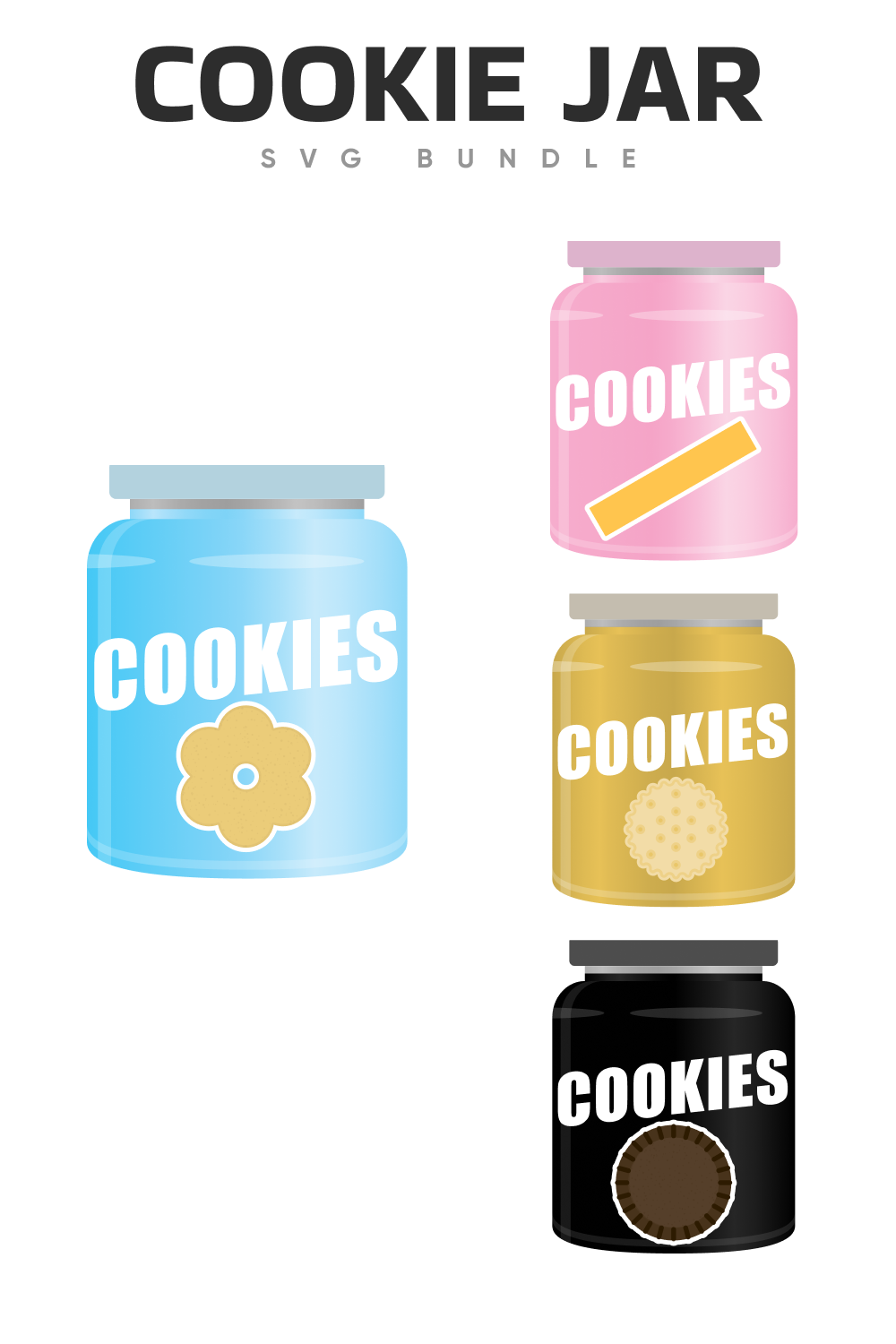 Colorful cookie jar for different purposes.
