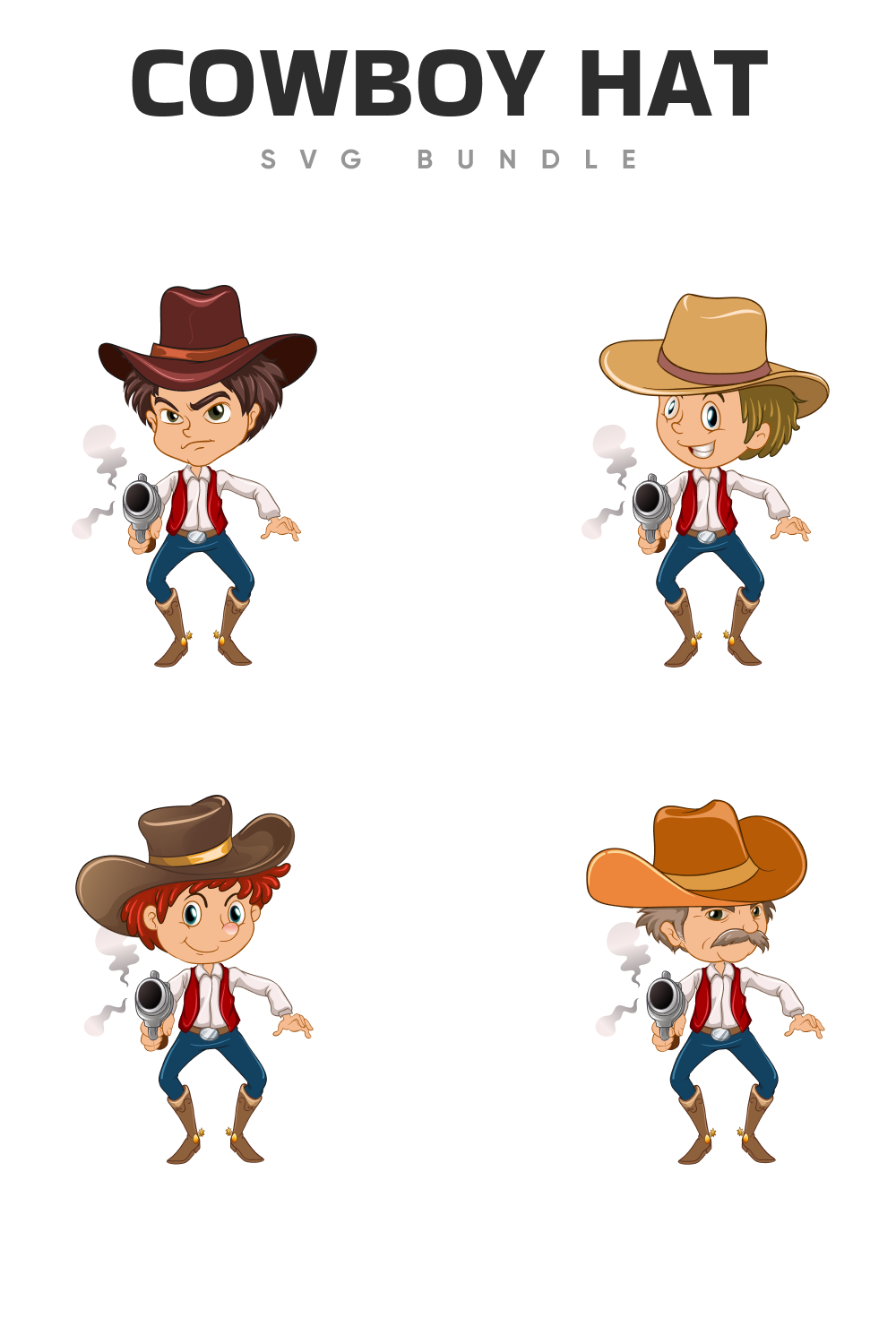 Four options of the cowboy hats.