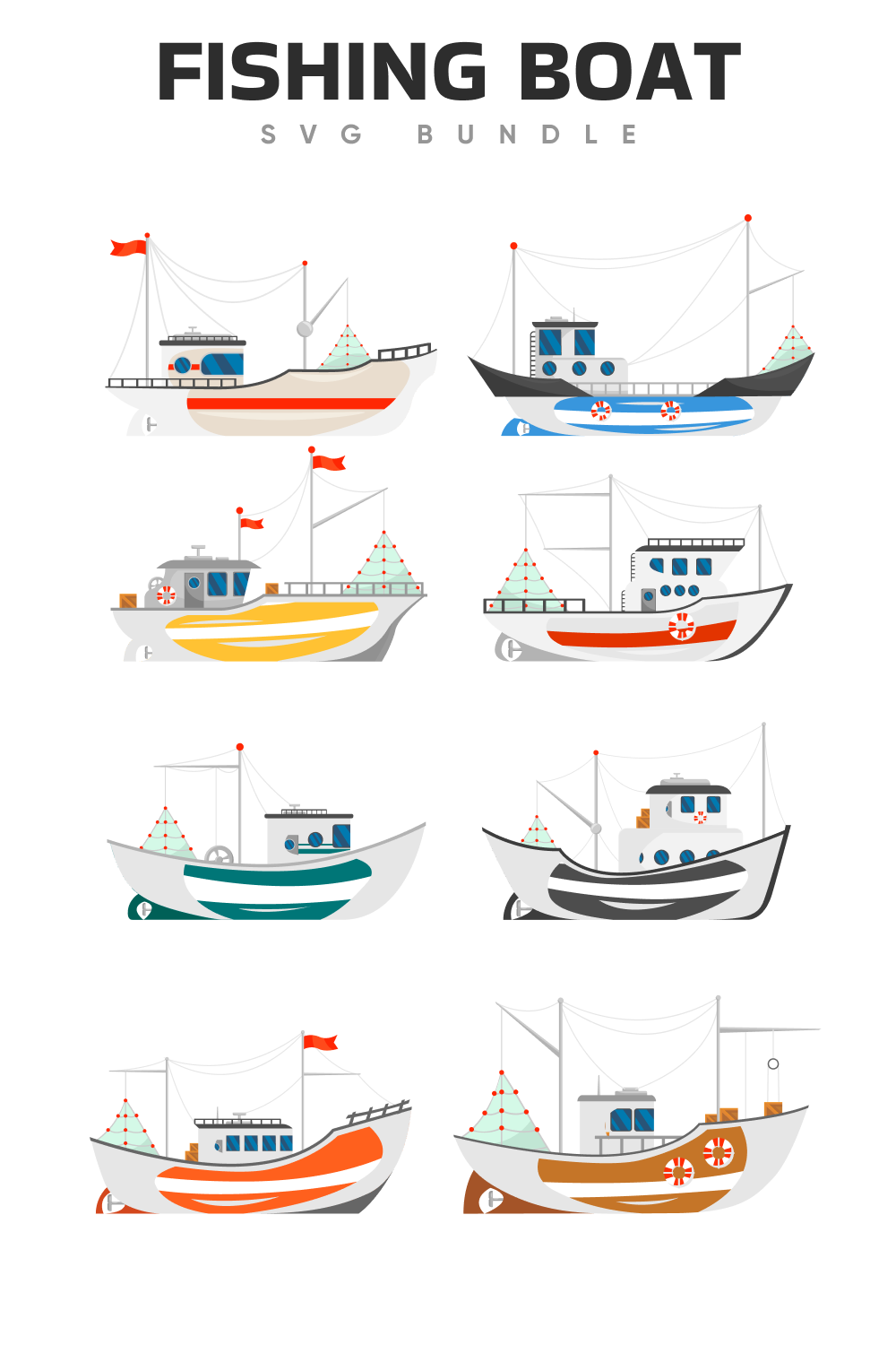 Diverse of luxury boats for fishing.
