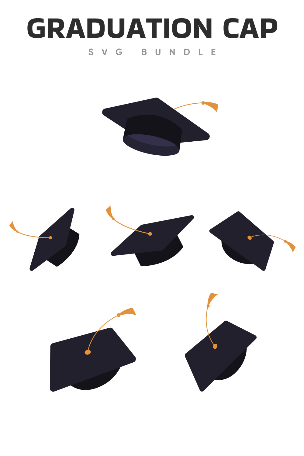 Classic black graduation caps.