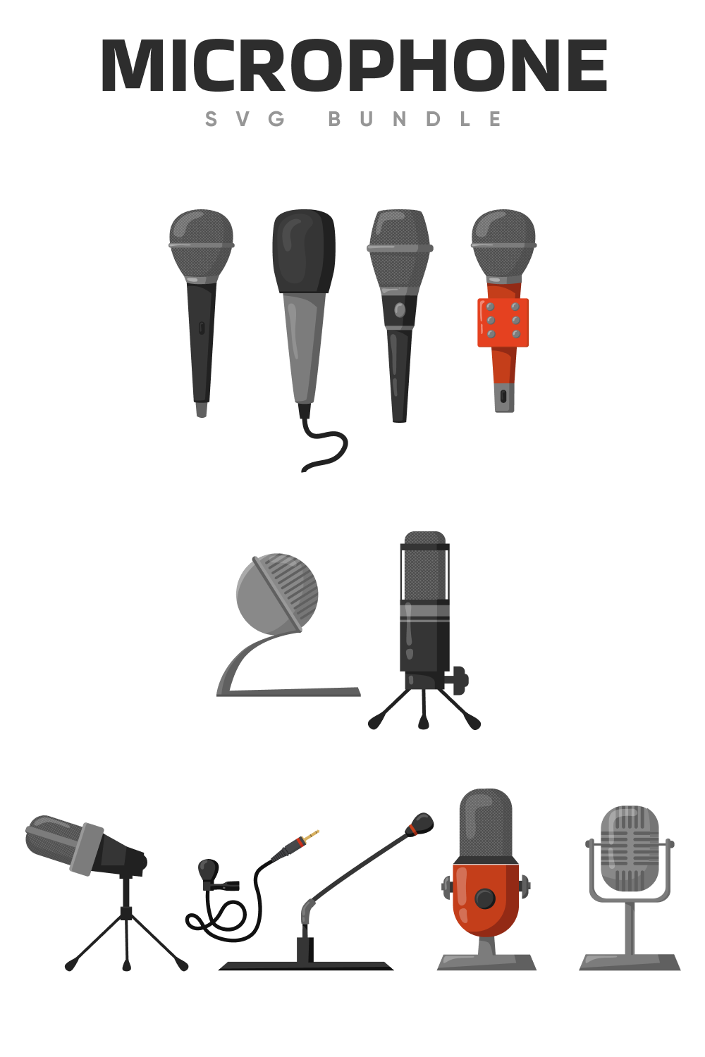 Modern kinds of the microphones.