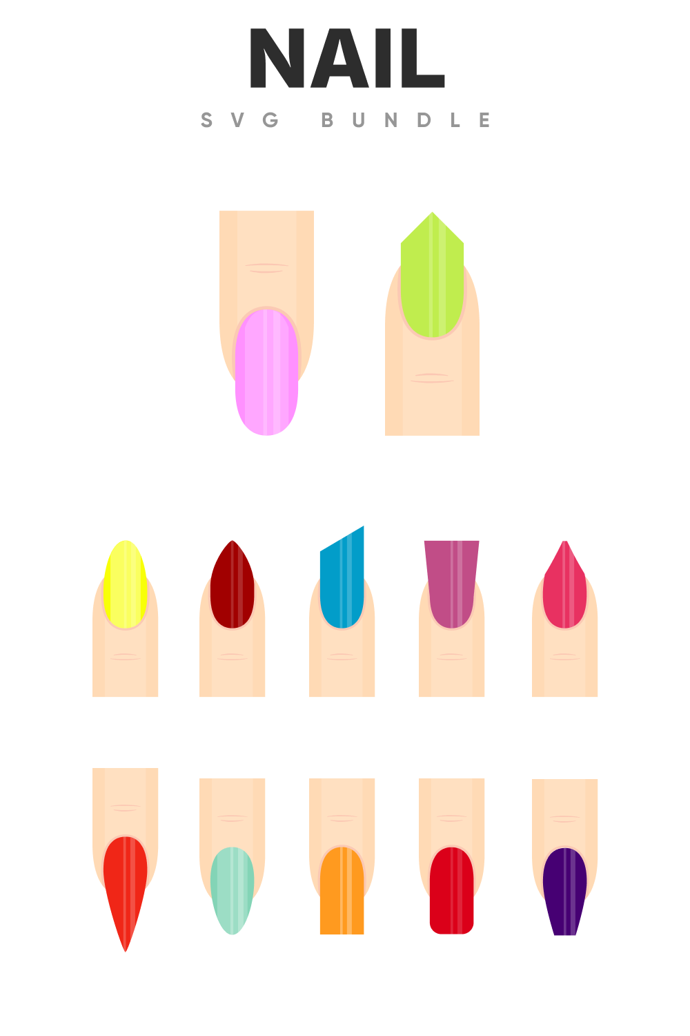 Colorful nail design.