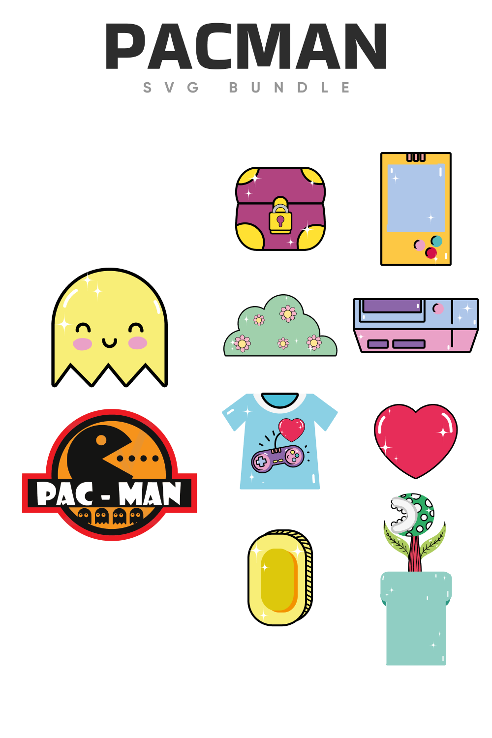 Colorful pacman's elements for funny game.