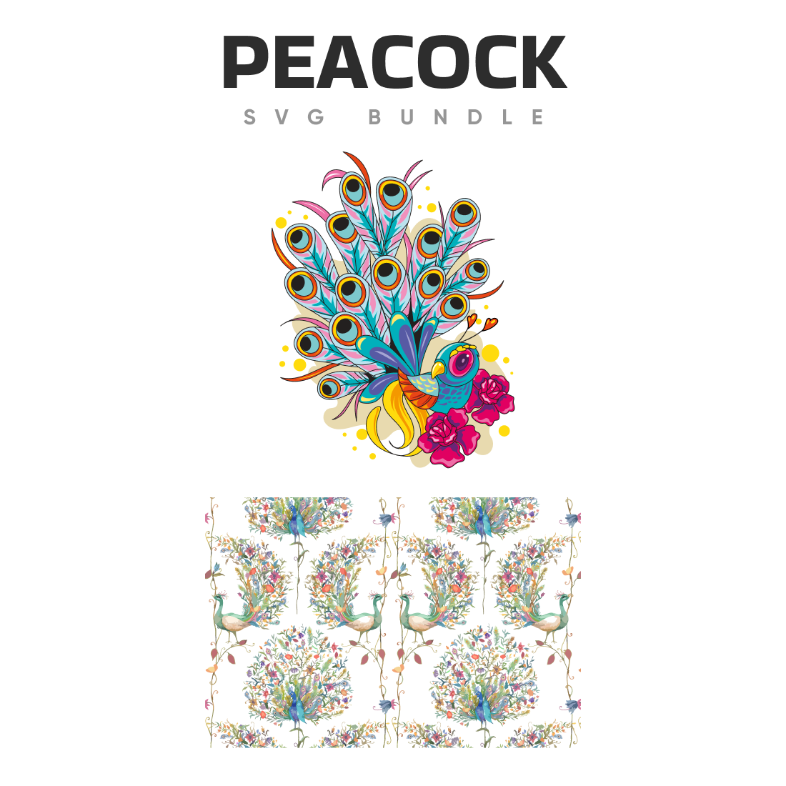 The peacock svg bundle includes a pattern.