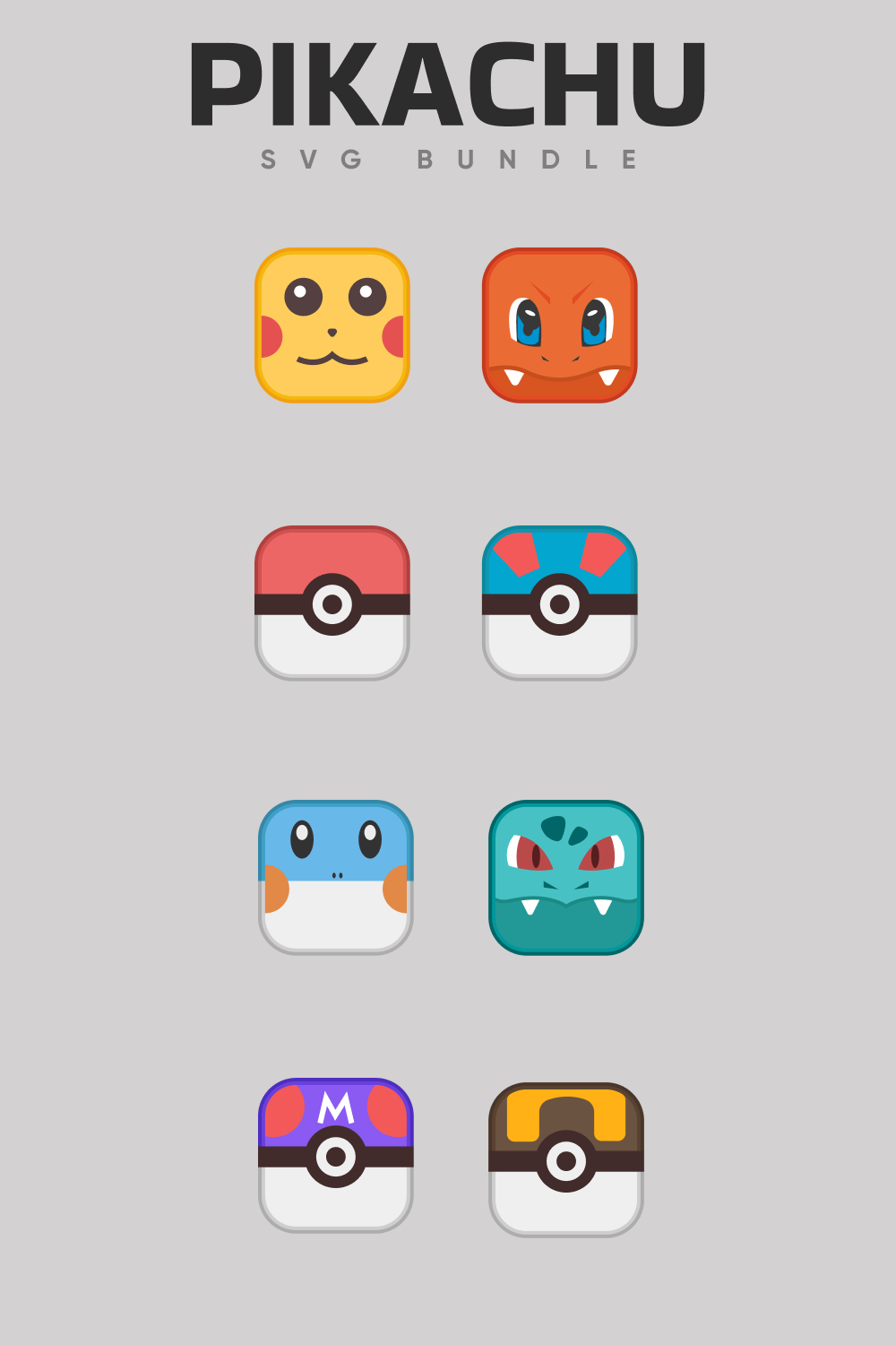 Diverse of the pikachu symbols.