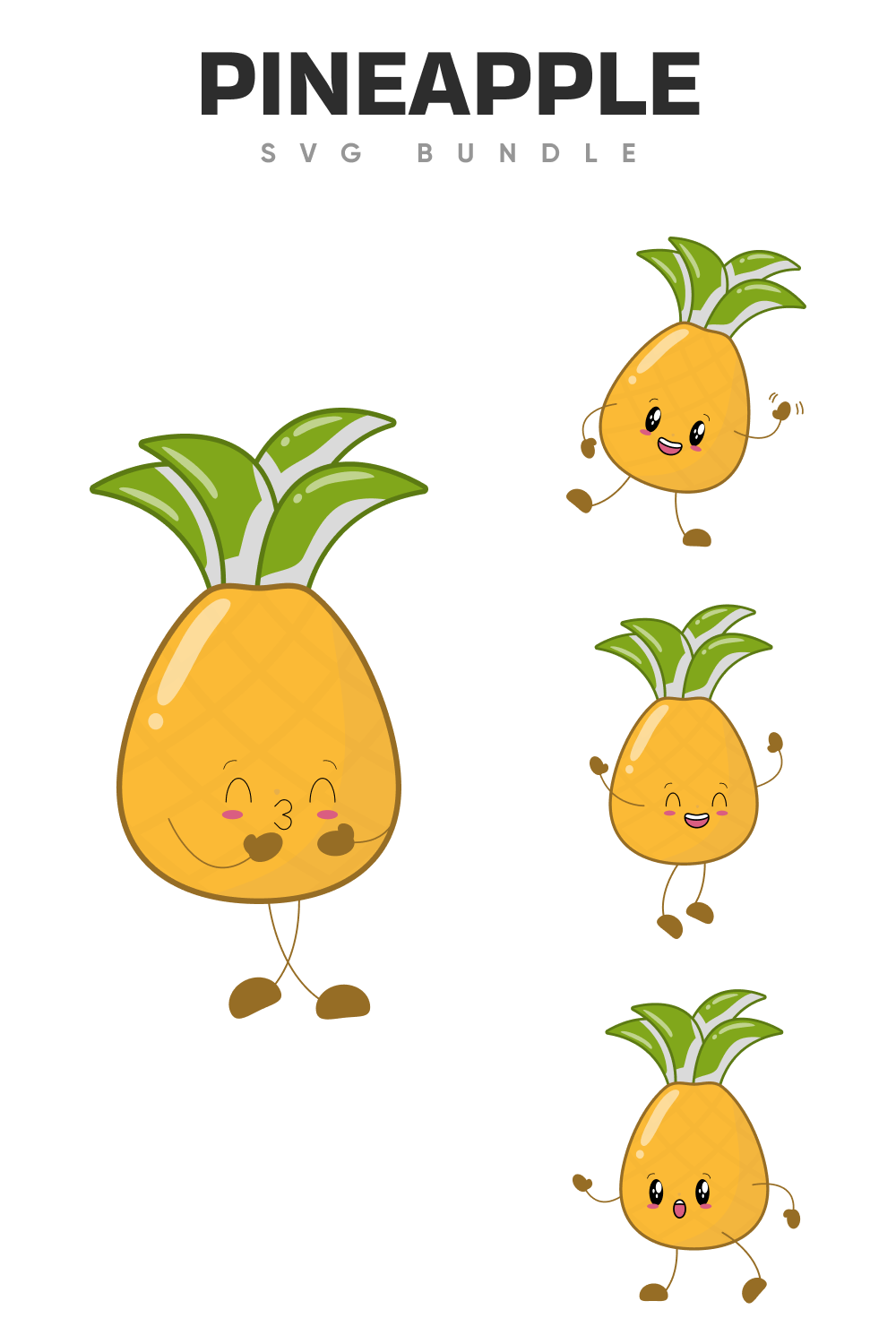 So funny pineapple in the different mood.