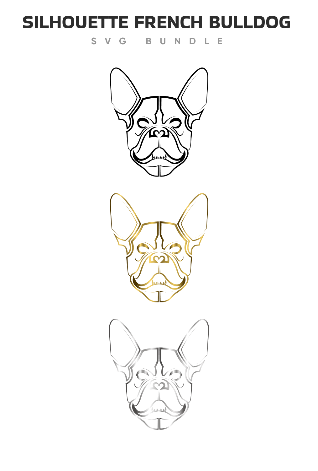 Dog's head is shown in three different colors.