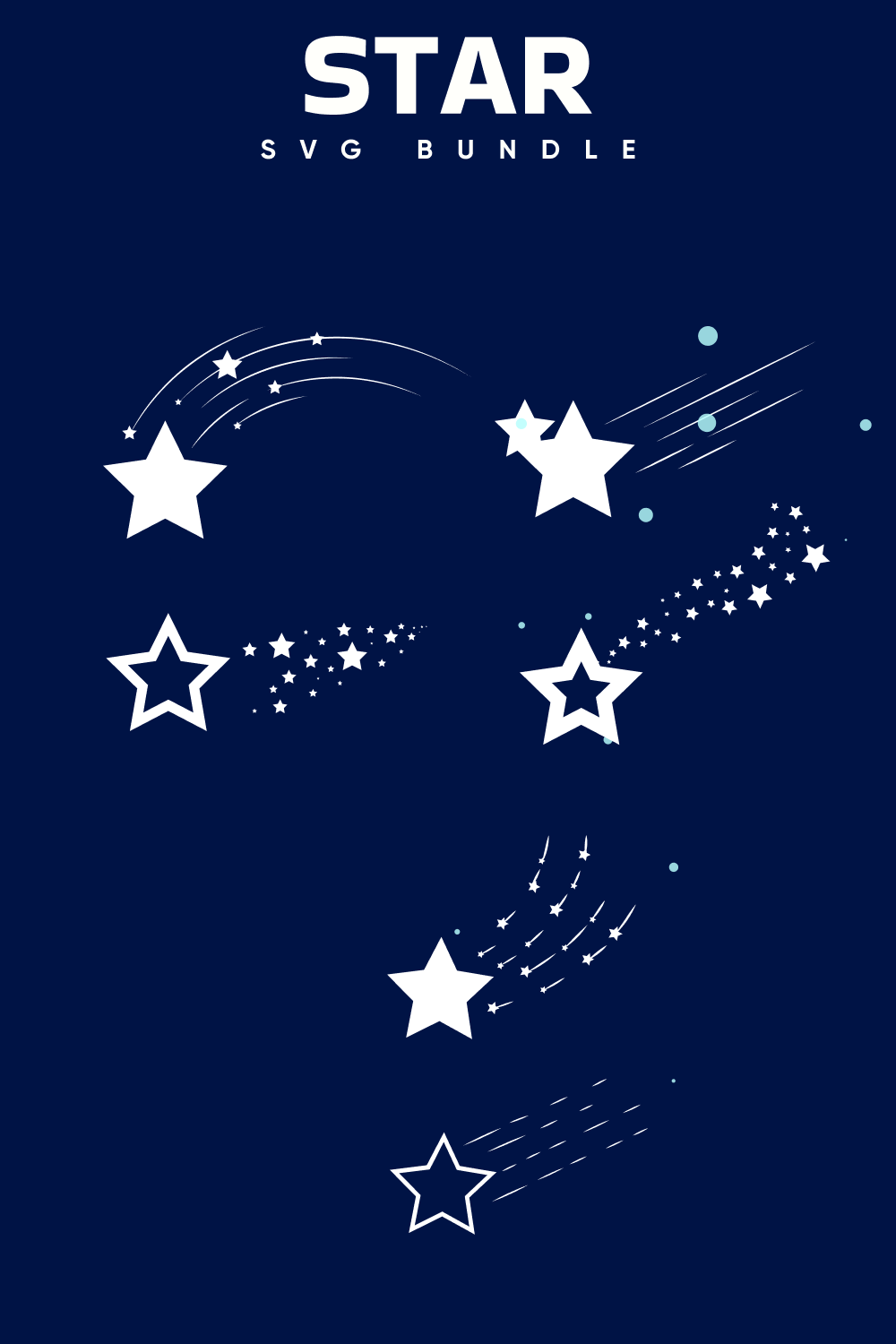 Dark blue background with white stars.