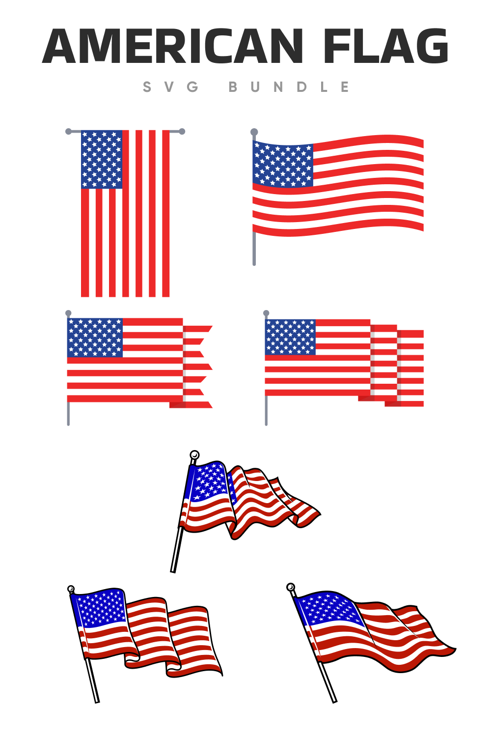 Diverse of the USA flags.