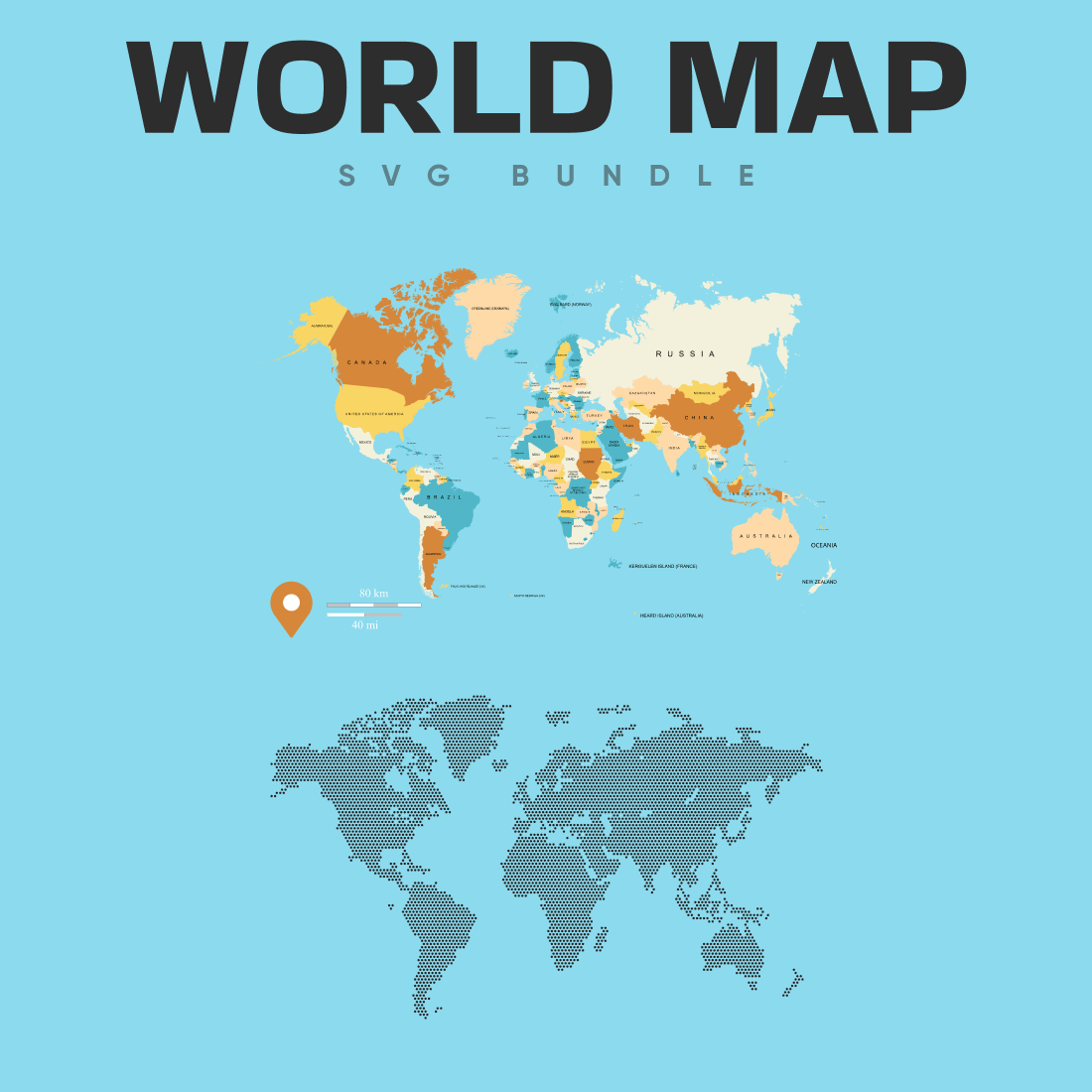 World map svg bundle.