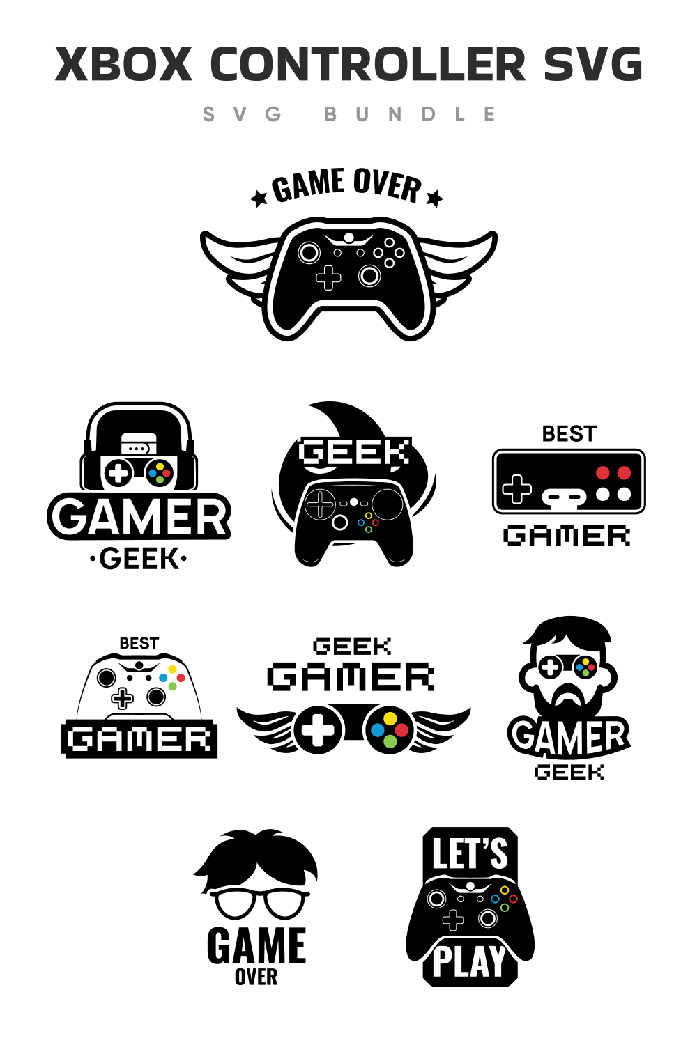 Diverse black xbox logos.