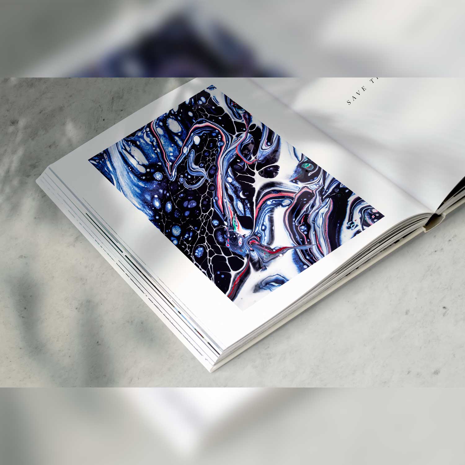 Purple Digital Paper Liquid Marble Background Textures Print In Book Example.