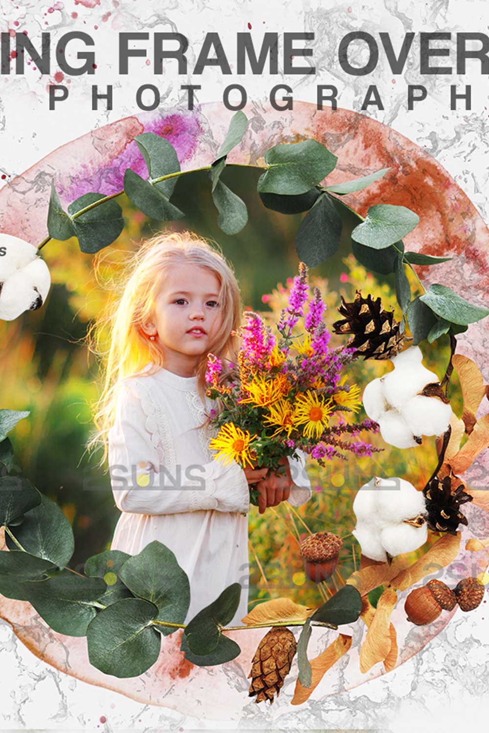 Easter Spring Flower Digital Frames Overlay Pinterest Image.