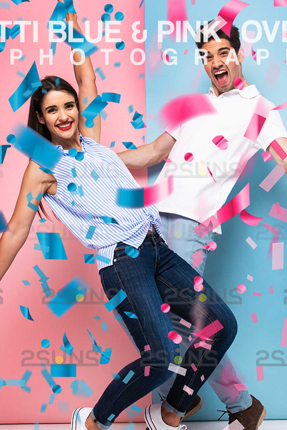 Gender Reveal Confetti Photoshop Overlay pinterest image.