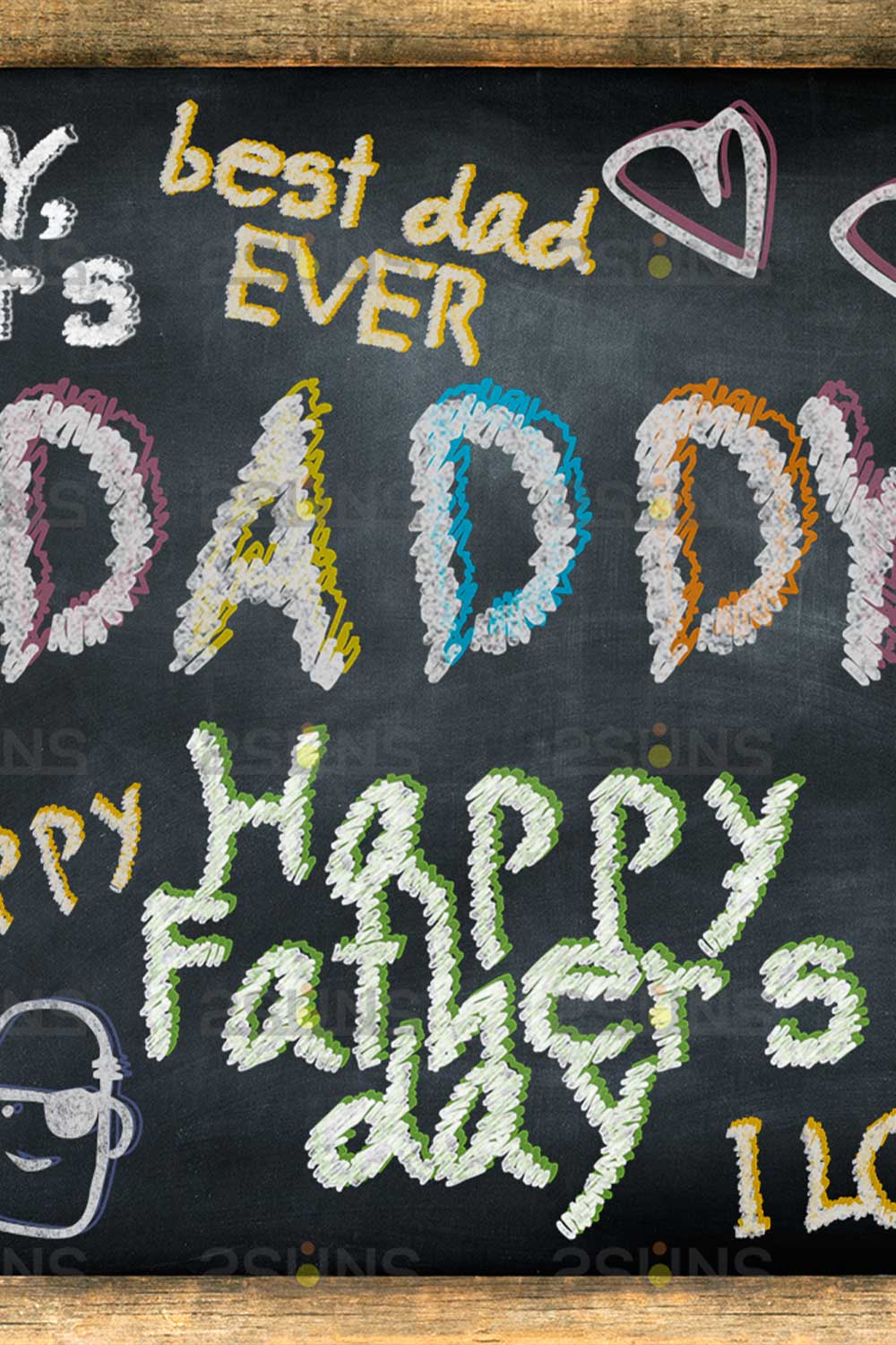 Fathers Day Sidewalk Chalkboard Art Overlay pinterest image.