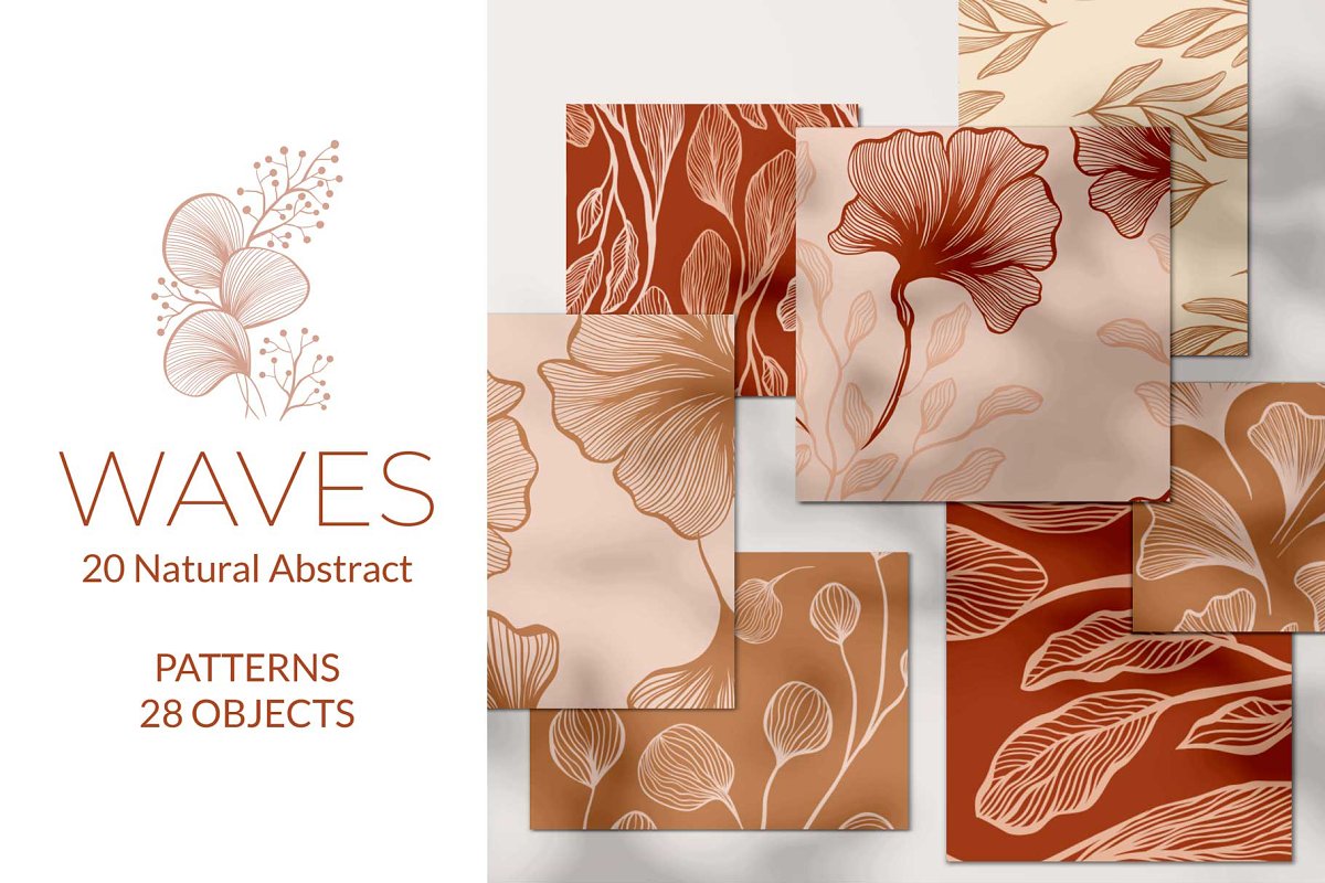 Cover image of Waves - Abstract Seamless Patterns.
