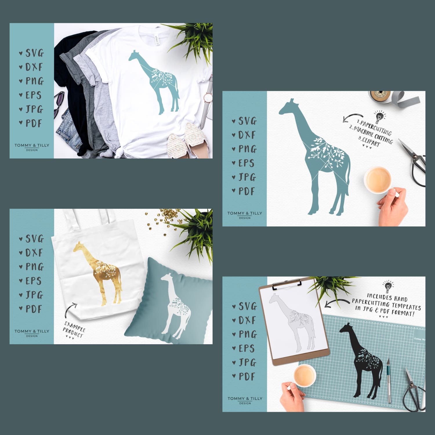 Floral Giraffe -SVG Cut File Clipart cover.
