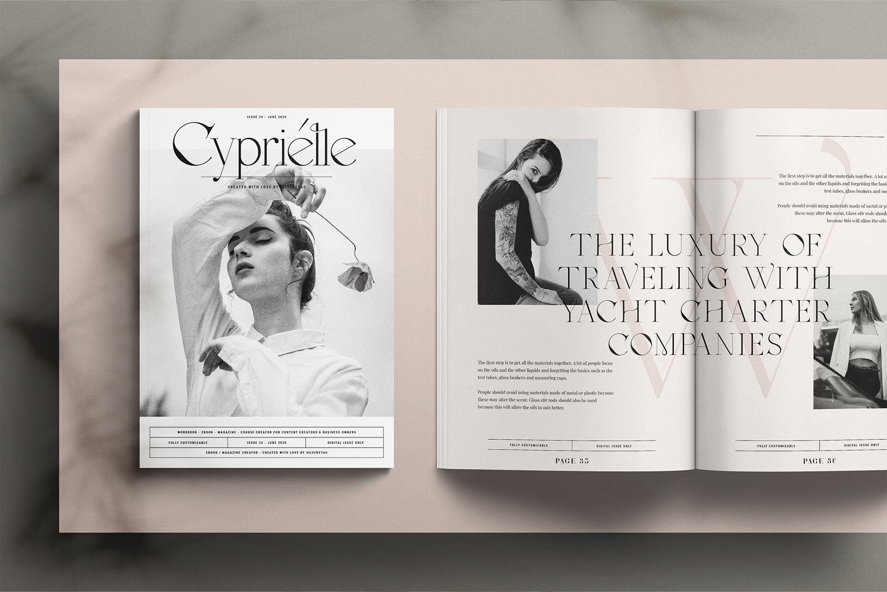 Elegant font for the fashionable magazine.