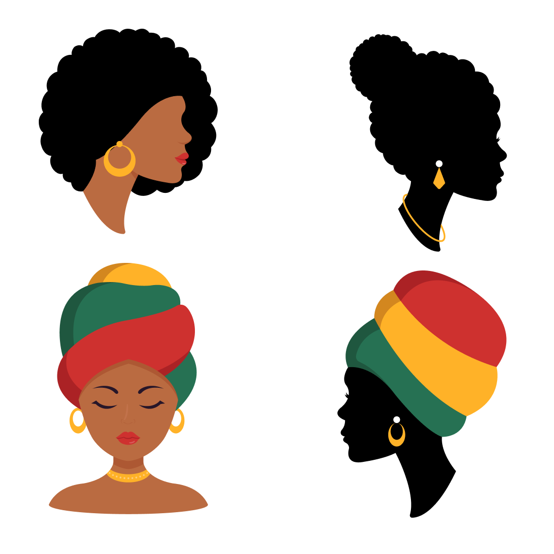 Afro woman svg bundle cover.
