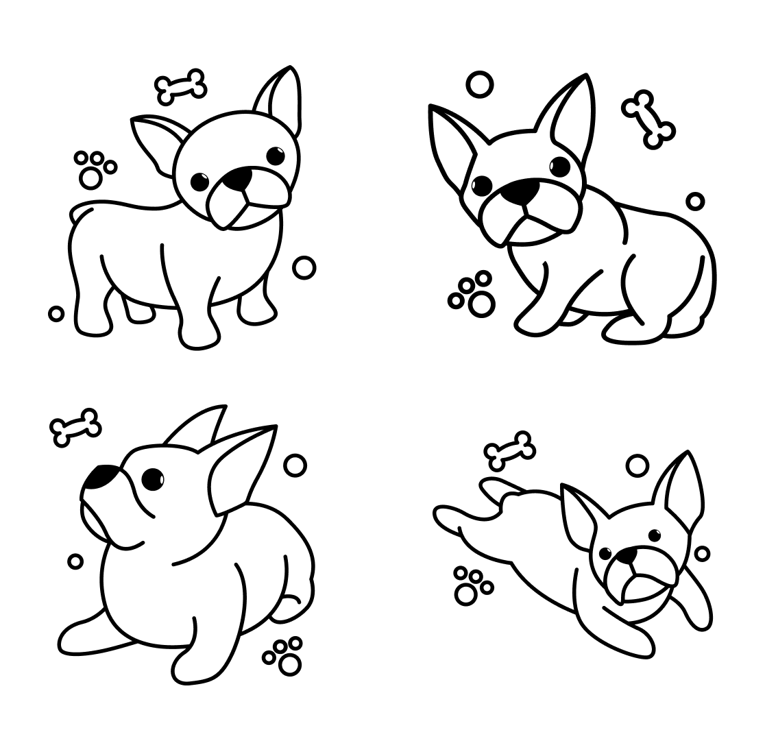 Preview outline french bulldog svg cover.