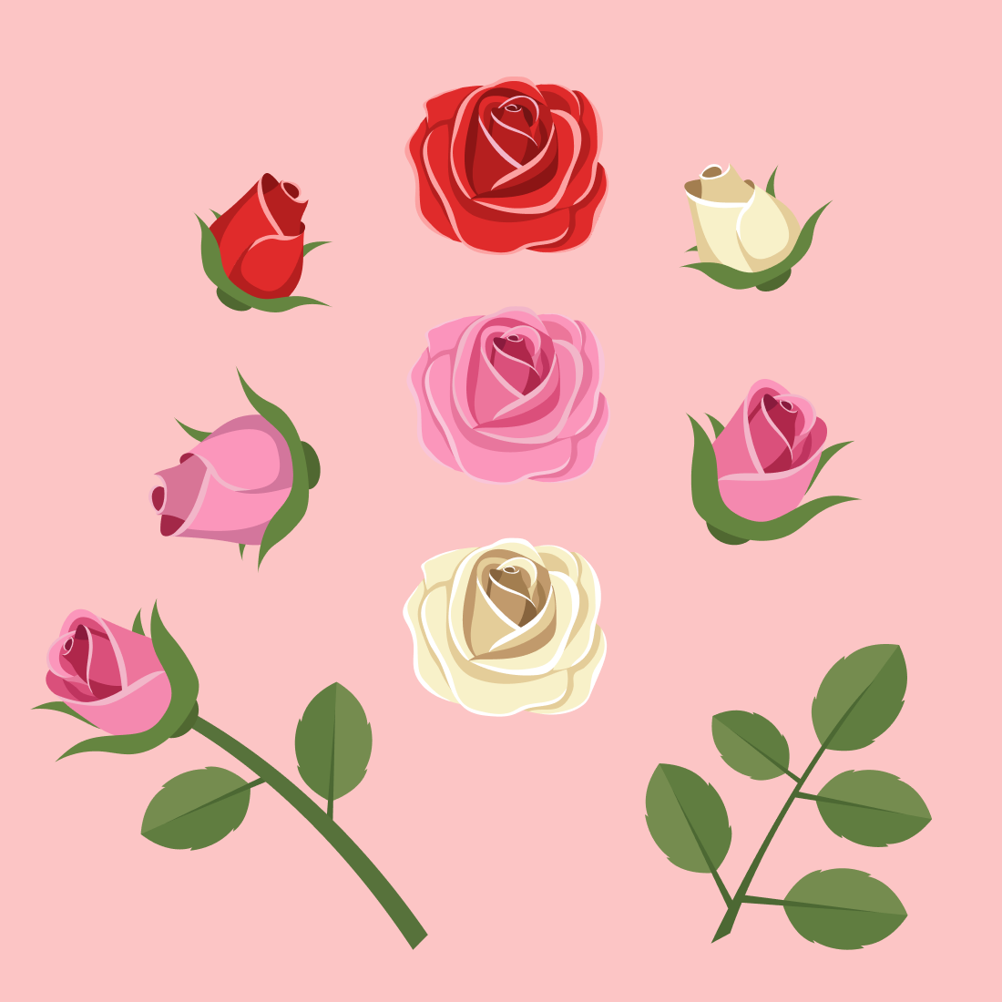 rose flower blooms bundle free svg files - SVG Heart